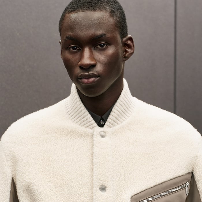 Écru Reversible Rib-trim Jacket