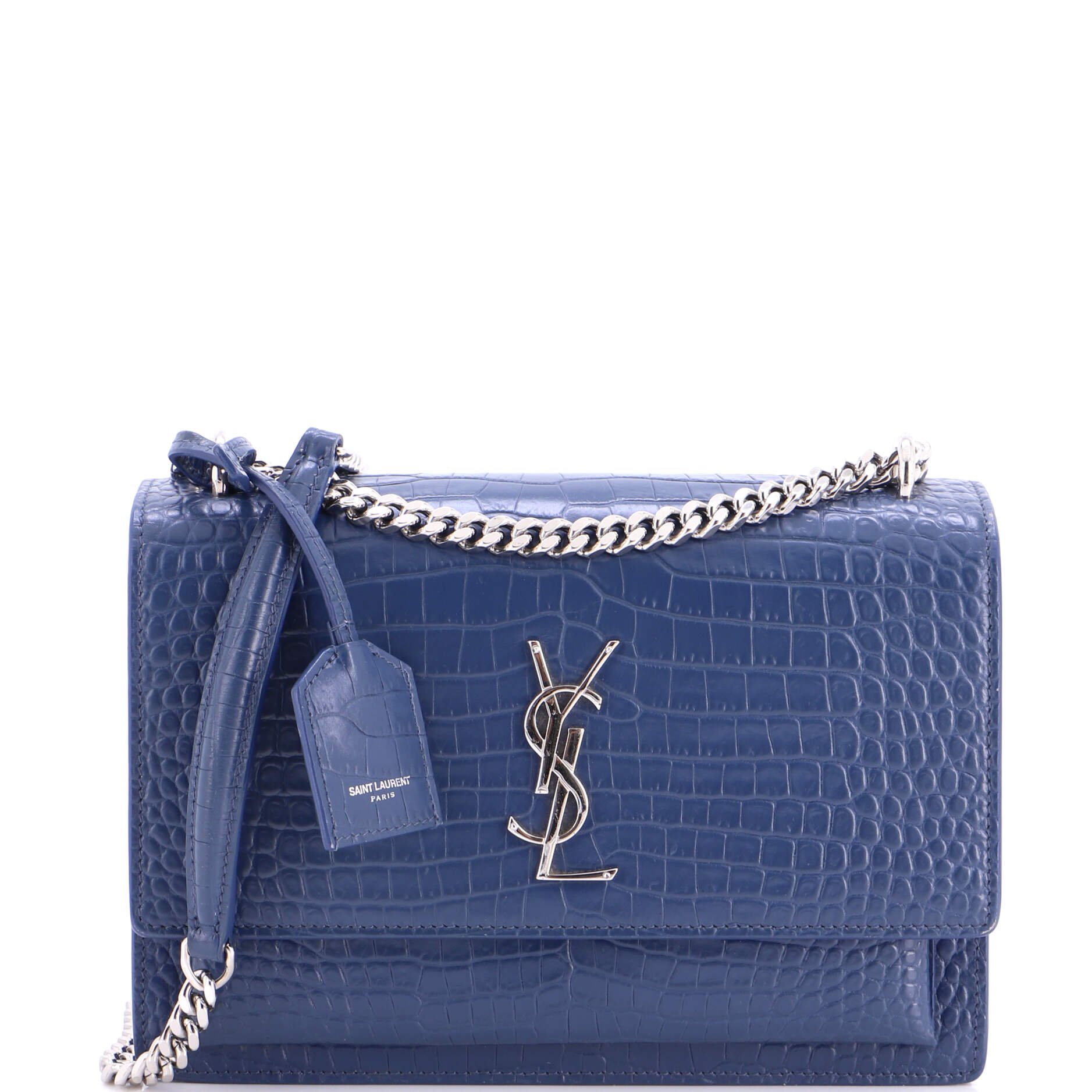 Sunset Crossbody Bag Crocodile Embossed Leather Medium