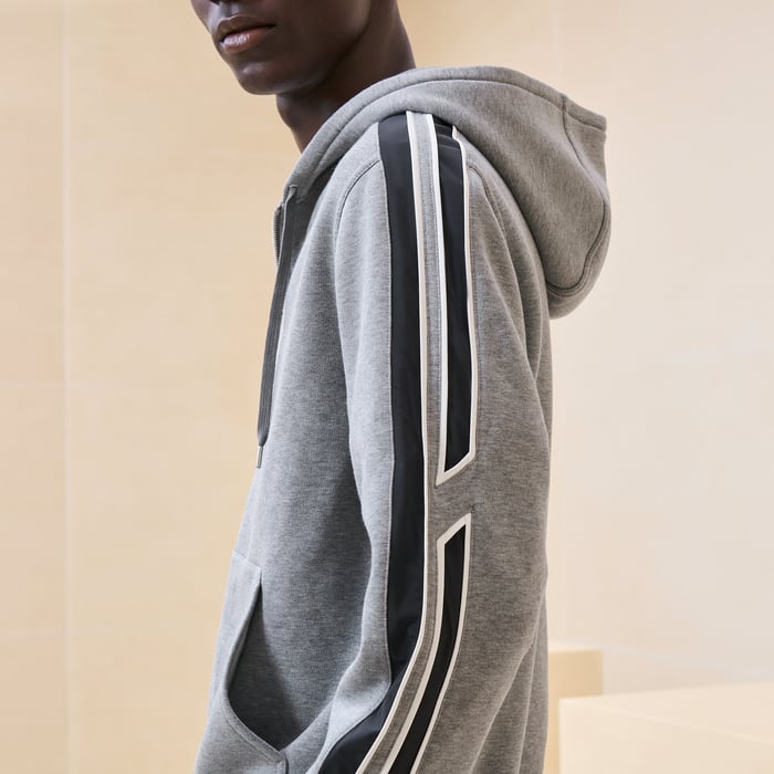 Gris "Run H" Zipped Hooded Sweater