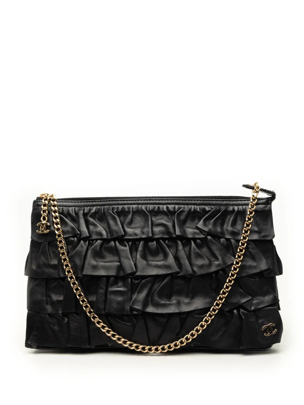 2002-2003 CC Lambskin Ruffled Clutch On Chain shoulder bag