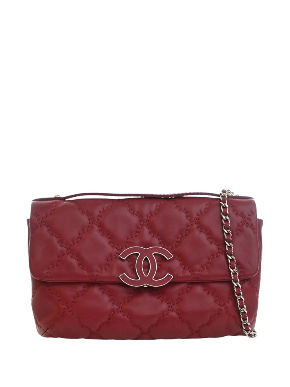 2012-2013 CC Quilted Calfskin Double Stitch Hamptons Flap satchel