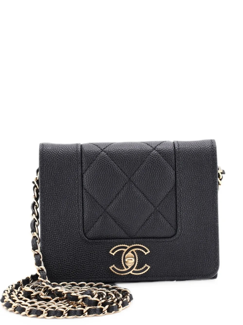 Mademoiselle Card Holder on Chain Quilted Caviar crossbody bag