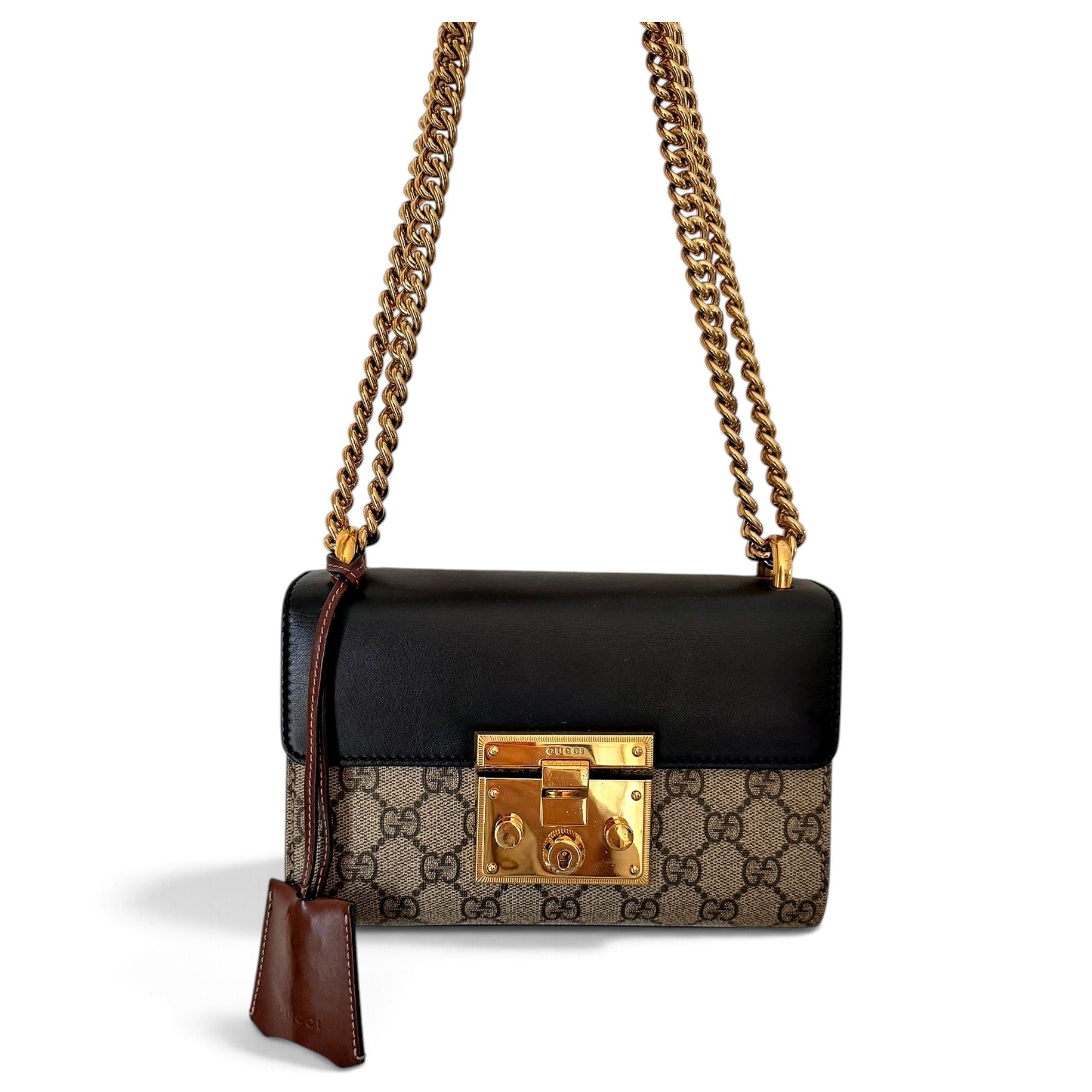 Padlock leather handbag