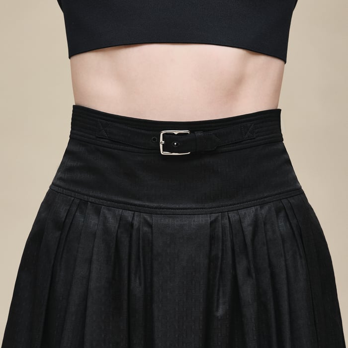 Noir "Mosaique" Pleated Skirt With Basque