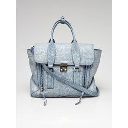 3.1 Phillip Lim 3.1 Phillip Lim Blue/White Shark Embossed Leather Medium Pashli Satchel Bag