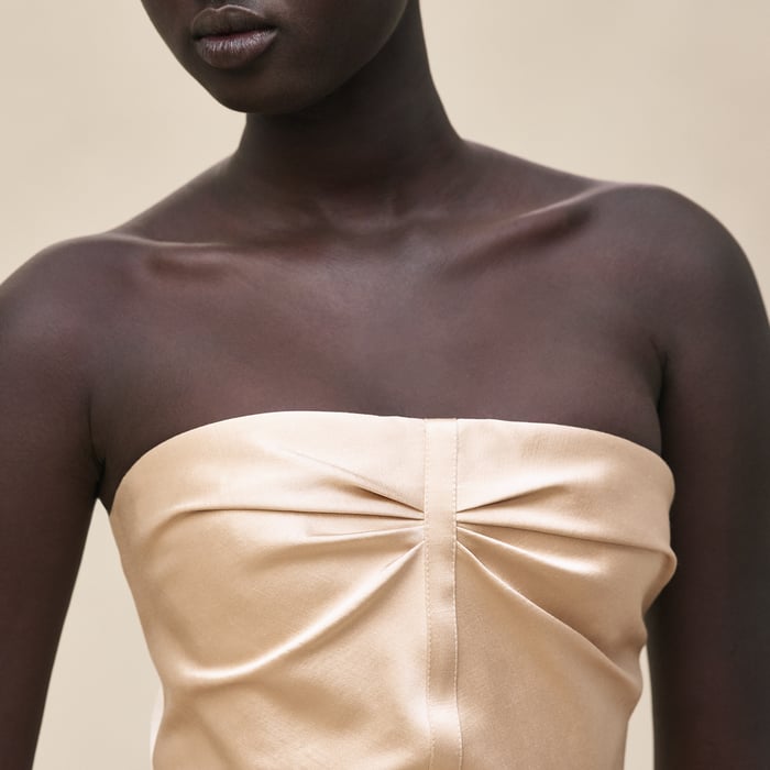 Beige Gold Bustier Dress