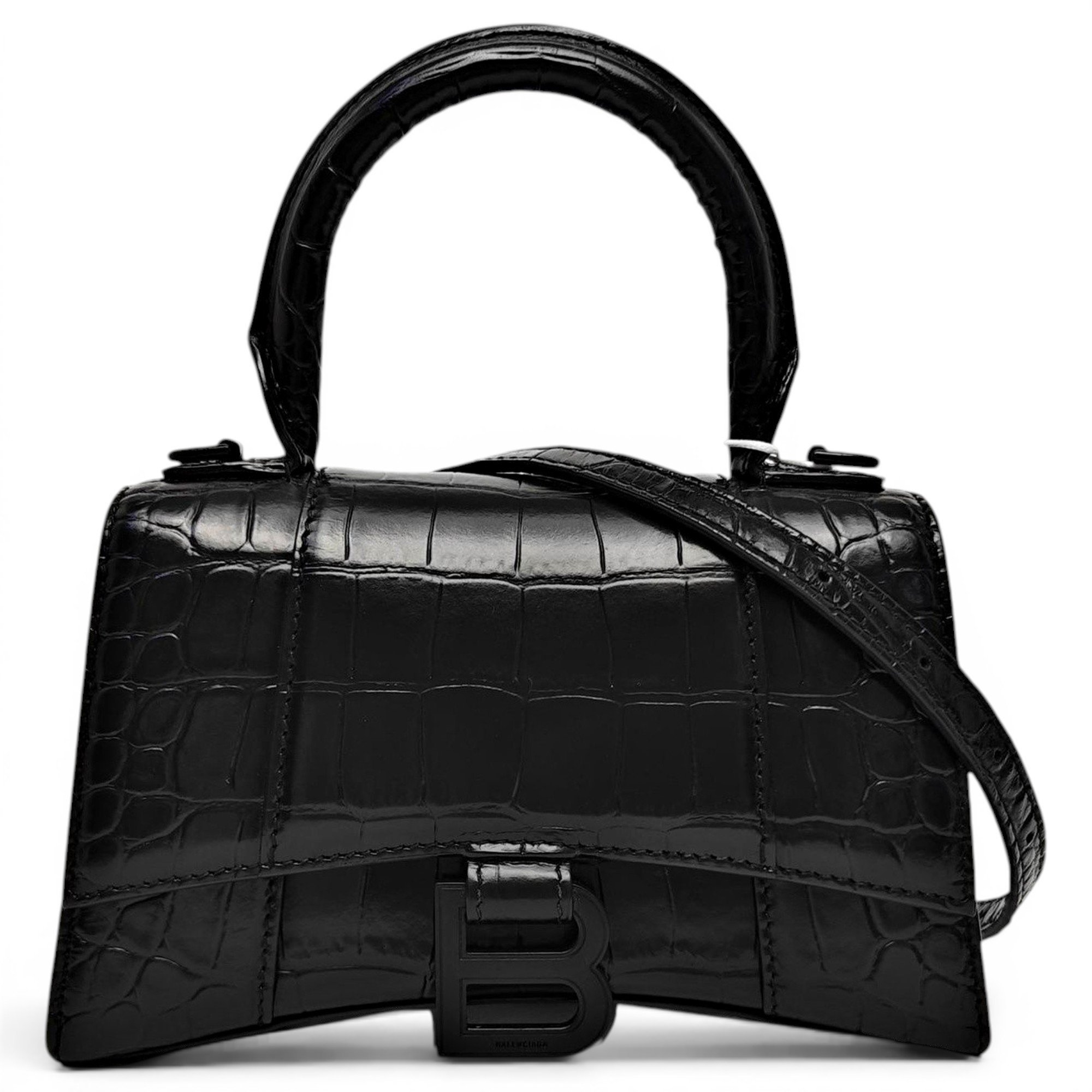 Hourglass leather handbag