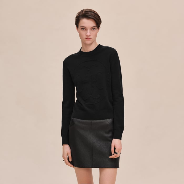 Noir Pull Manches Longues Motif « h Lift »