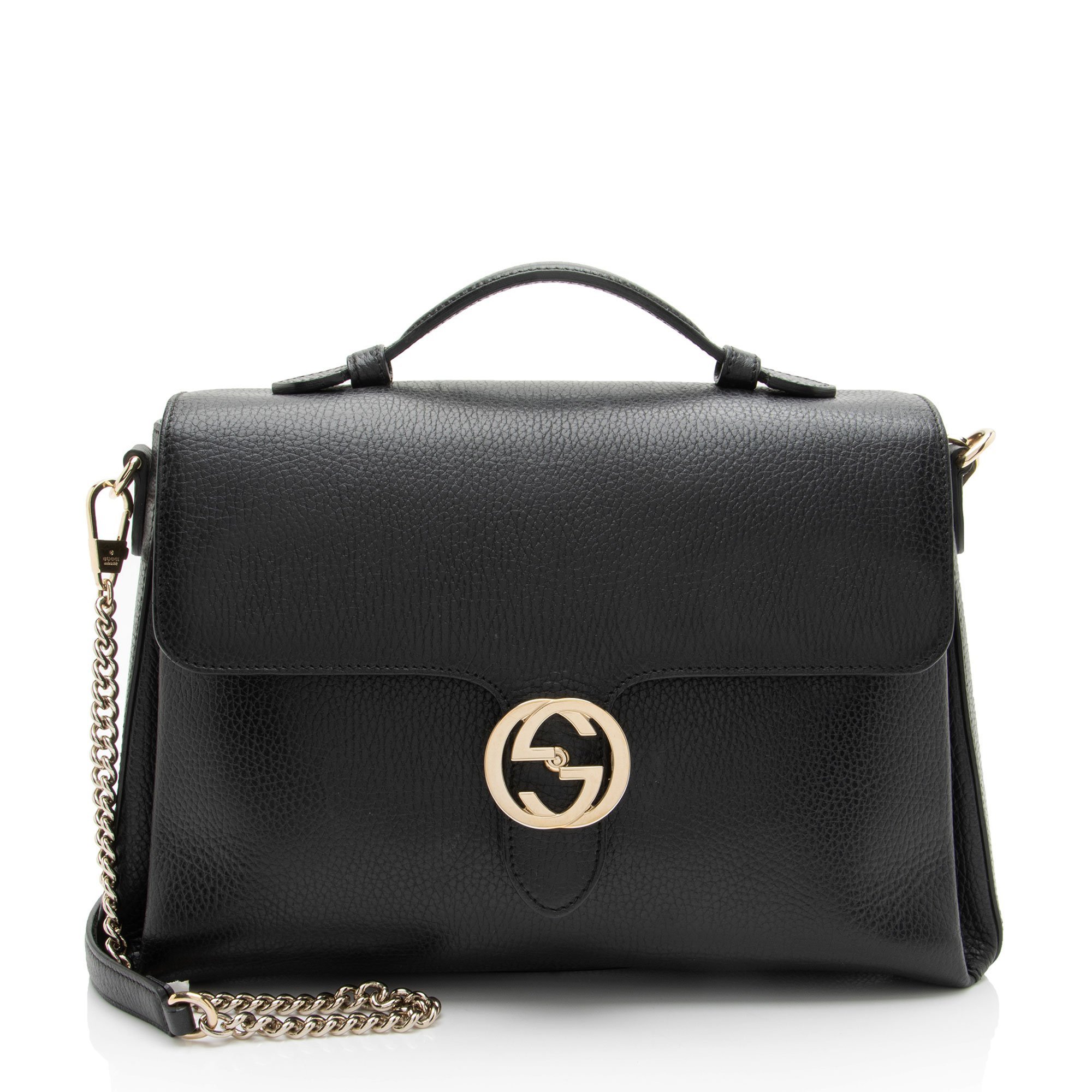 Interlocking leather handbag