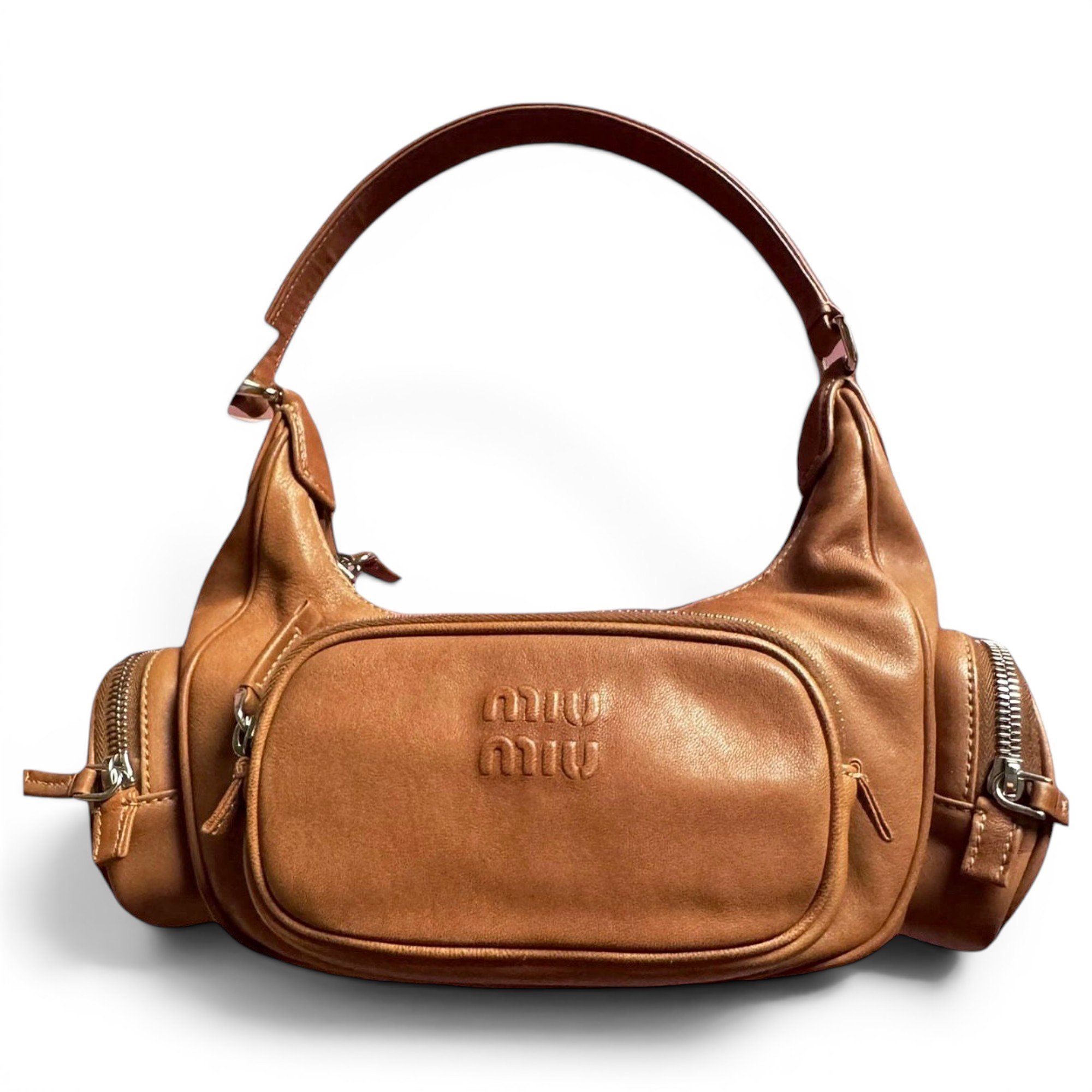 Pocket leather handbag