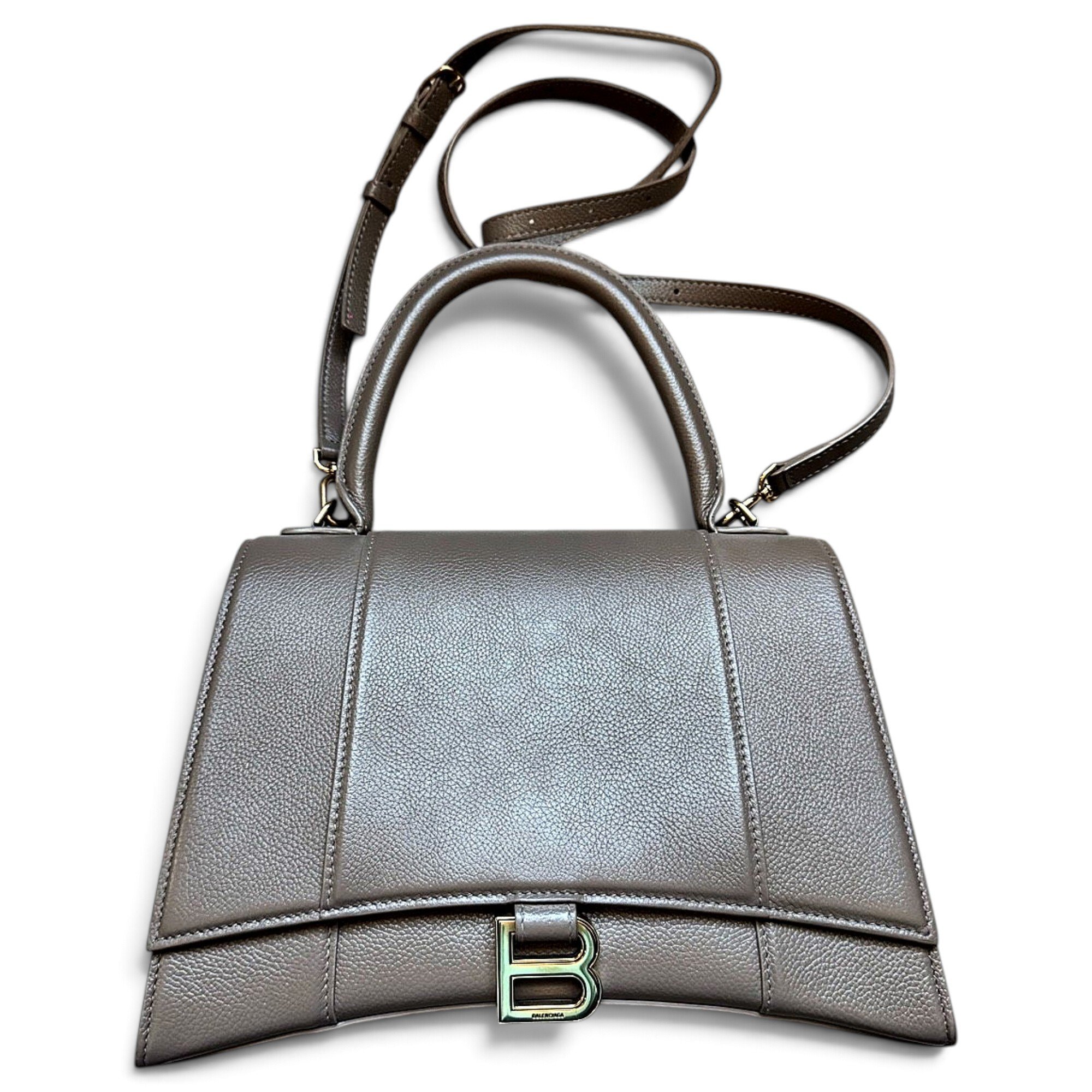 Hourglass leather handbag