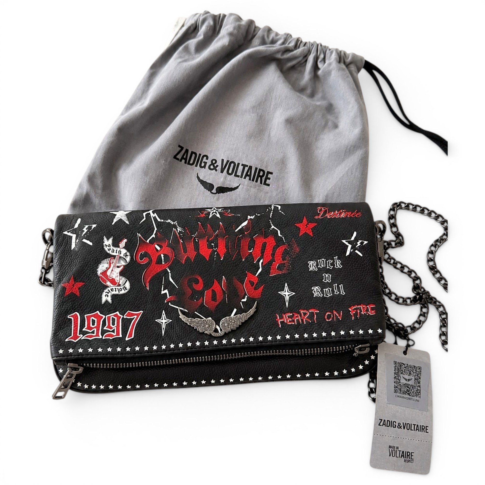 Rock leather clutch bag