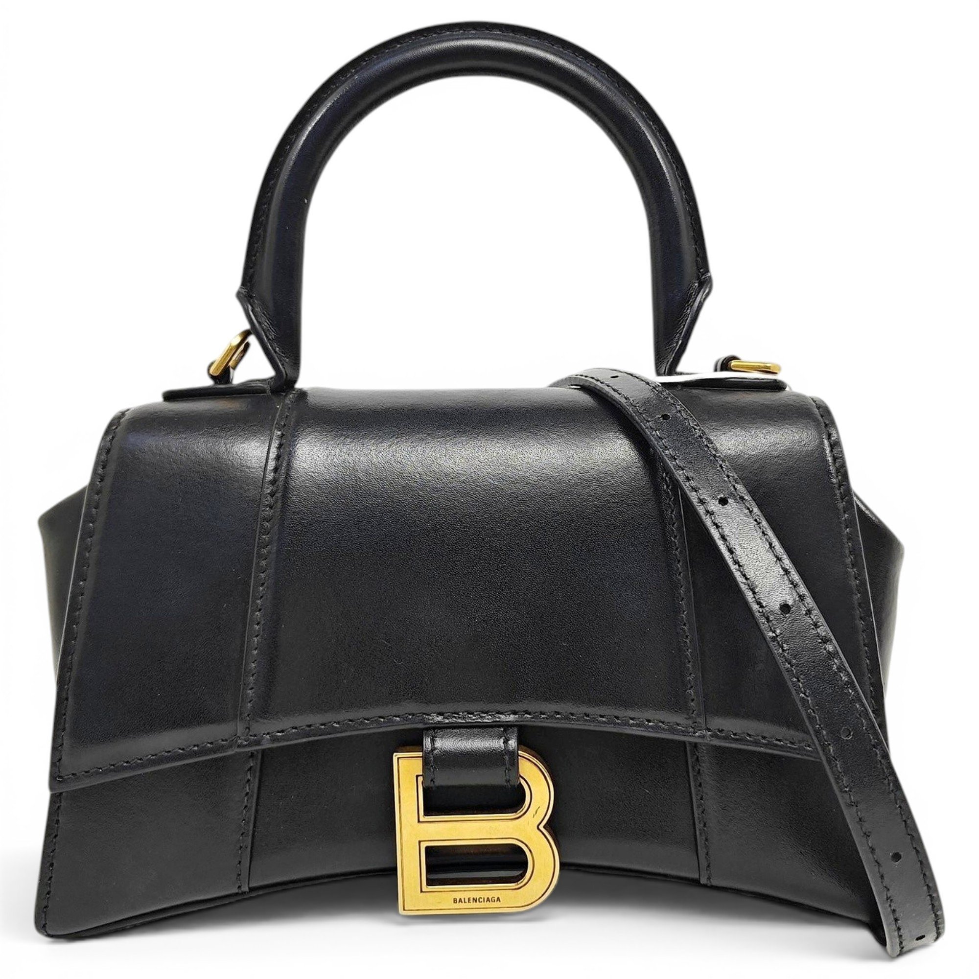 Hourglass leather handbag