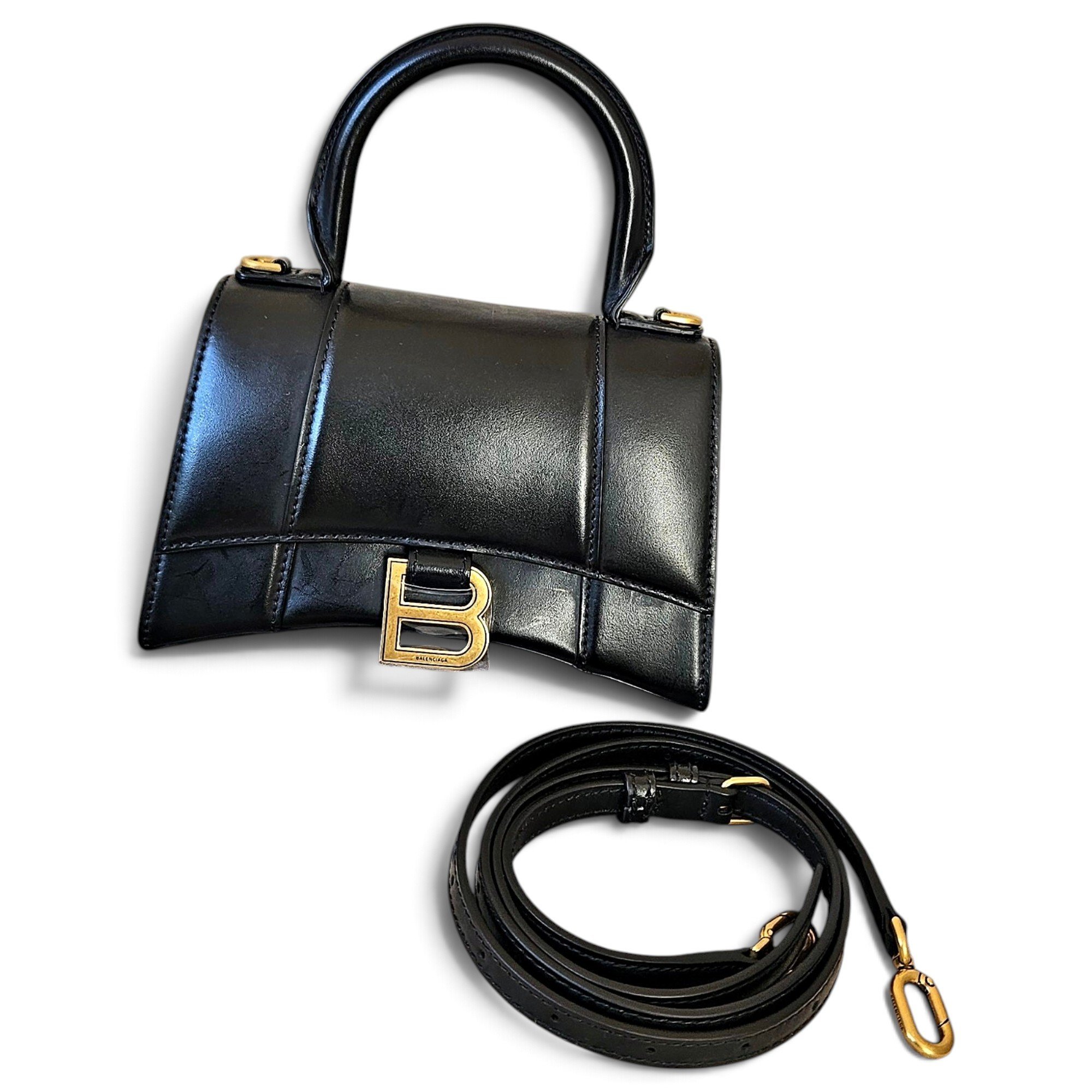 Hourglass leather handbag