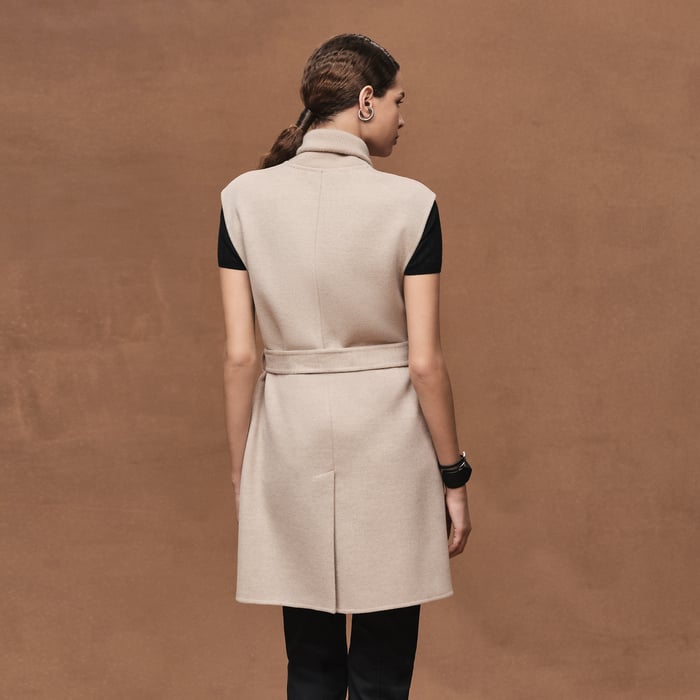 Beige Naturel Long Vest