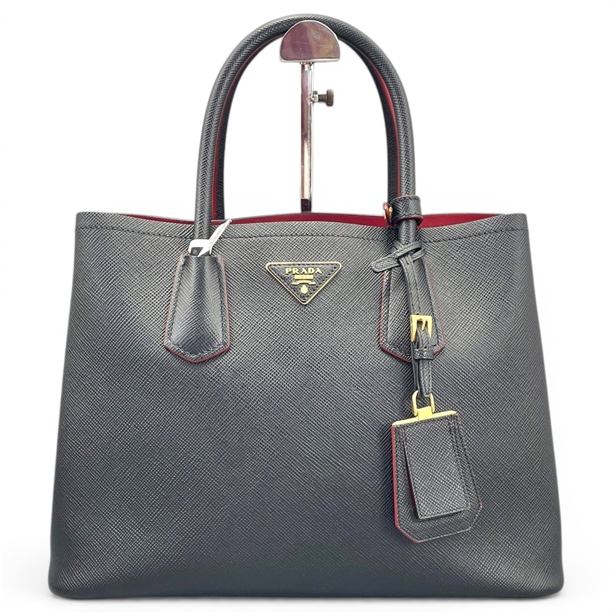 Double leather handbag