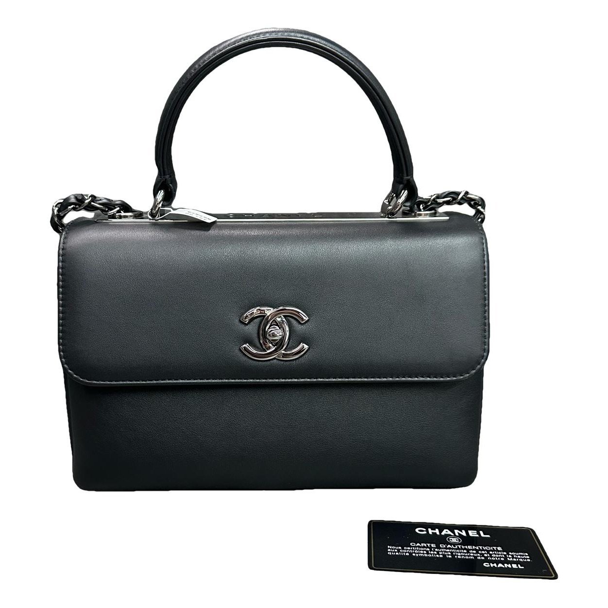 Trendy CC Top Handle leather handbag