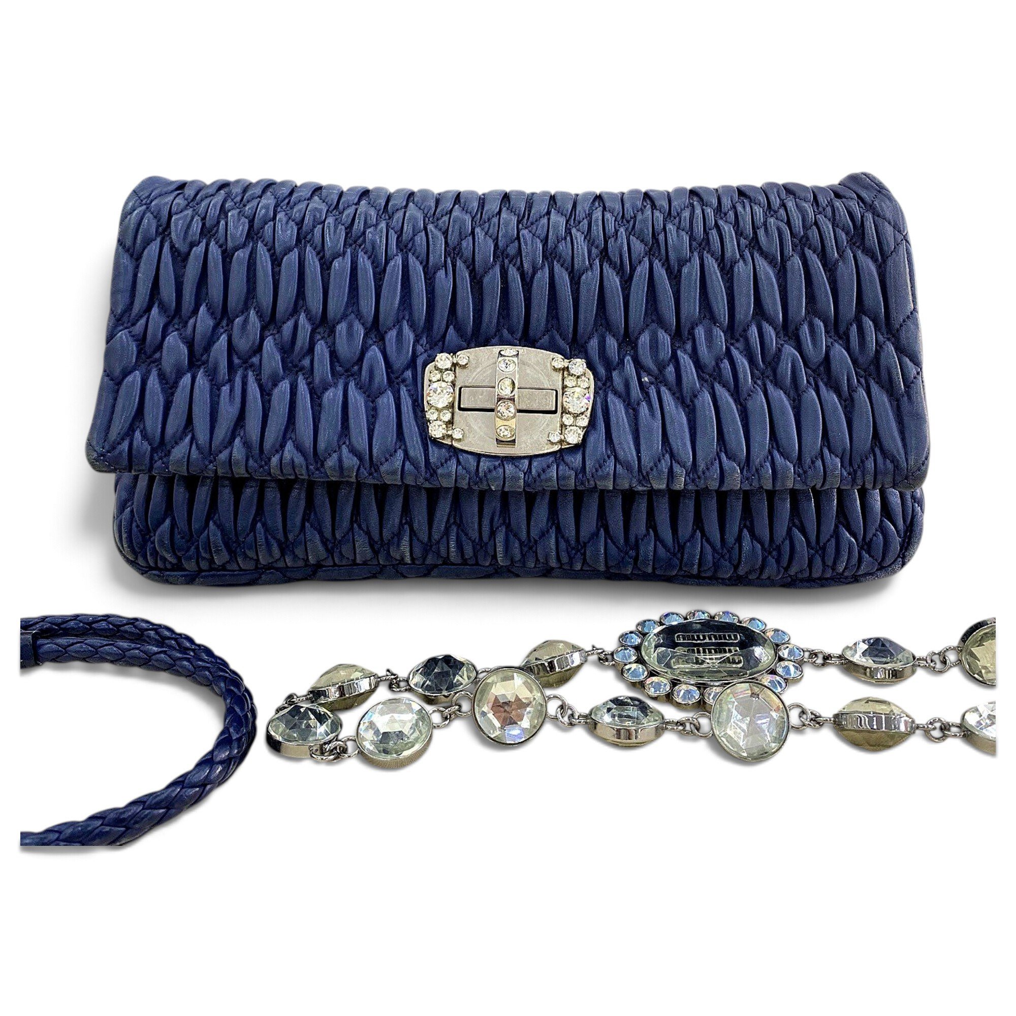 Miu Crystal leather handbag
