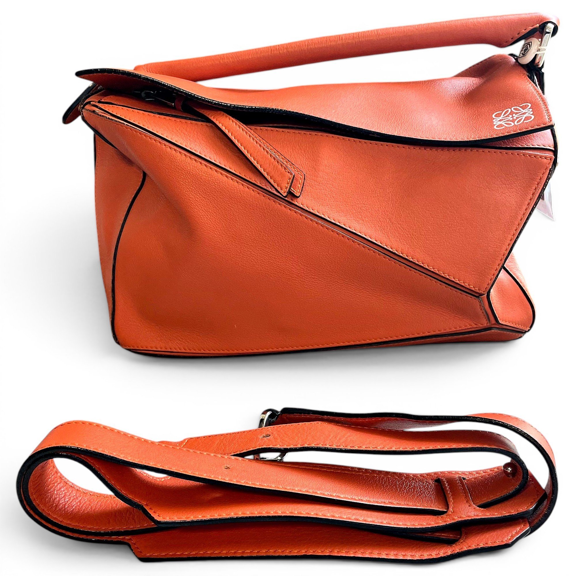 Puzzle leather handbag