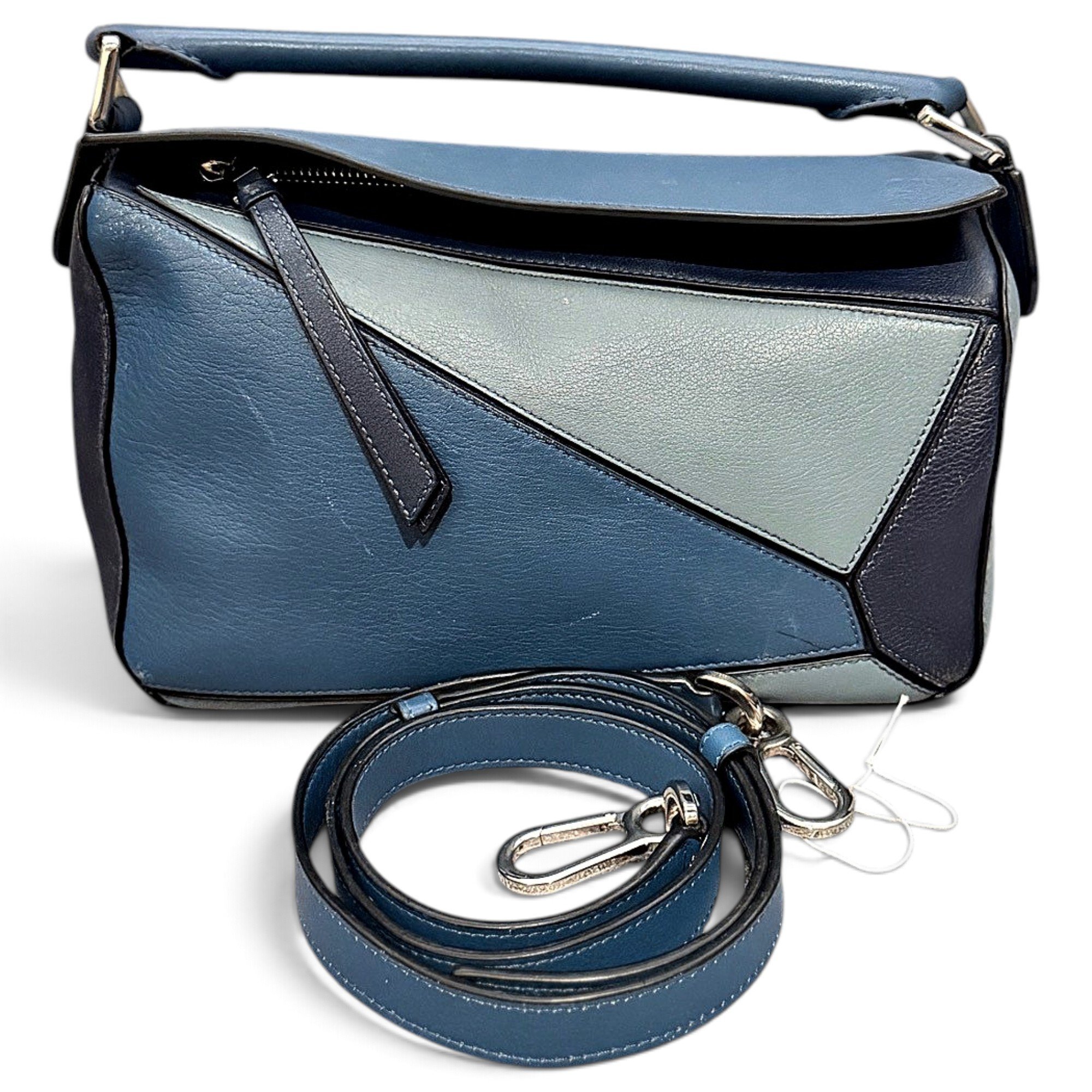 Puzzle leather handbag