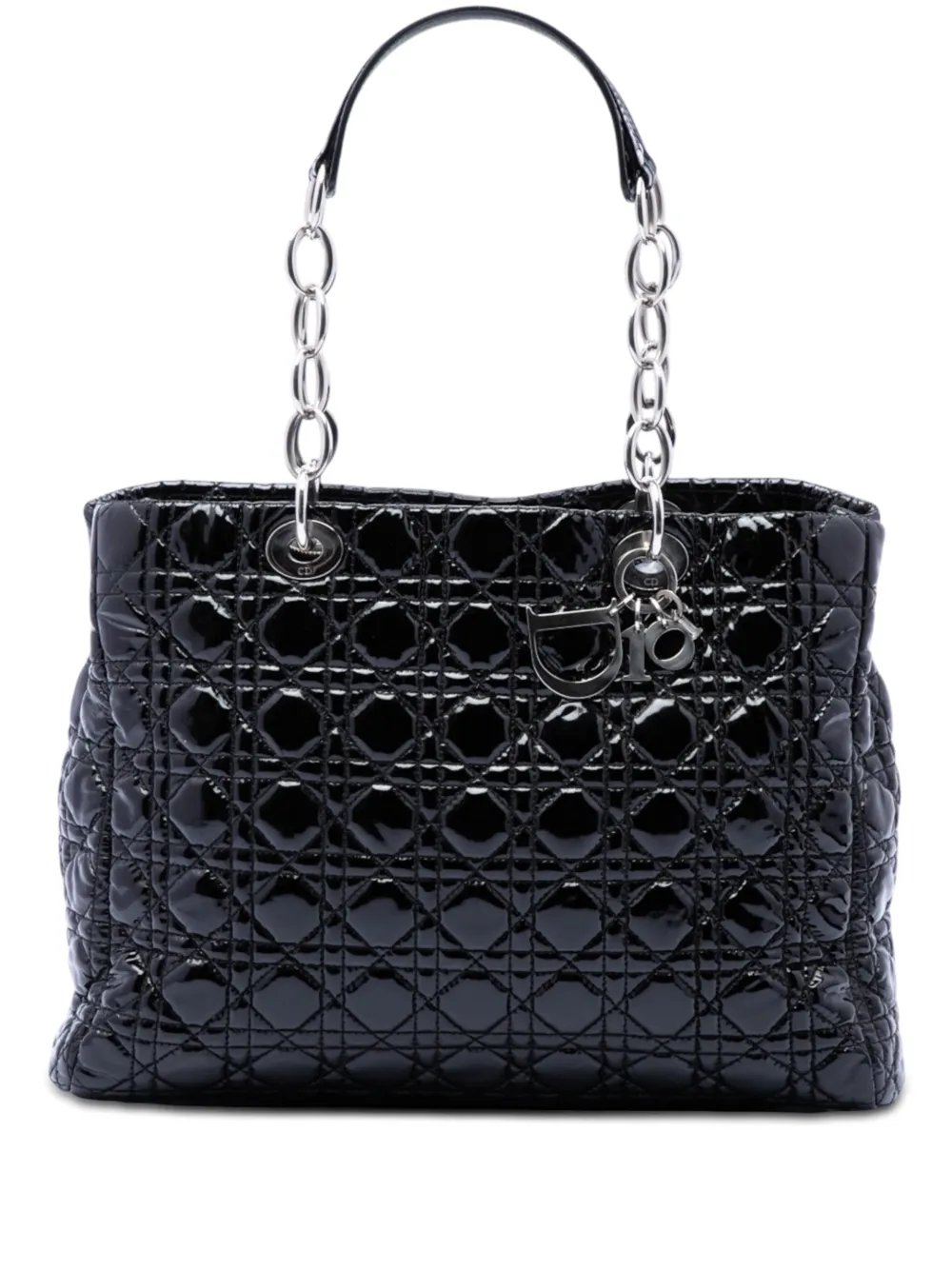 2010 Large Patent Cannage Lady Dior Soft Shopping tote bag