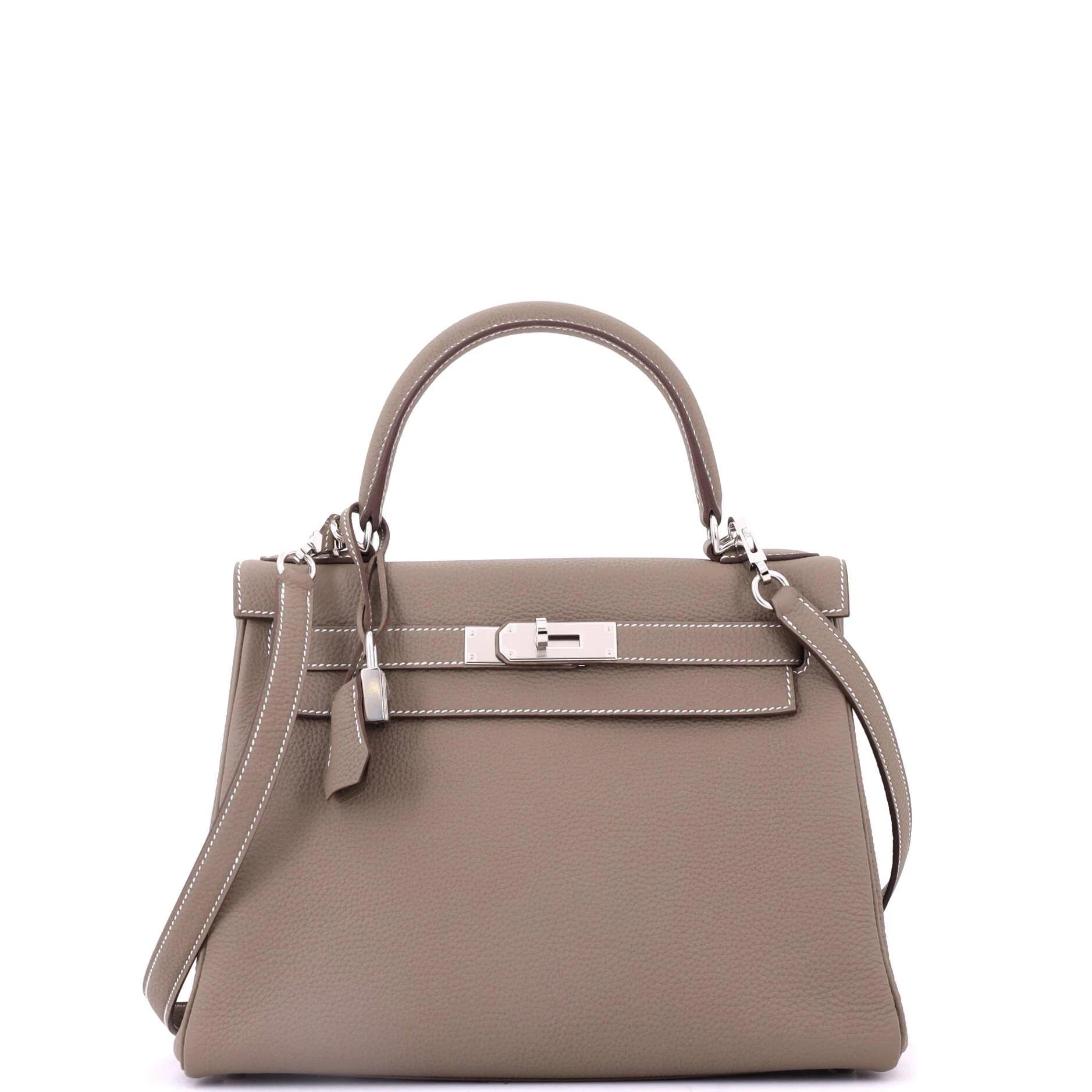 Hermes Kelly 28 Handbag Etoupe Togo Leather 2022