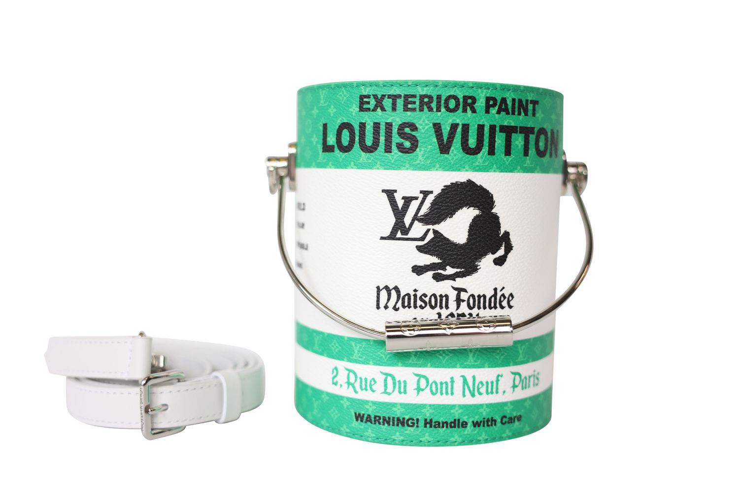 Louis Vuitton Louis Vuitton LV Paint Can Bag, Green Monogram Canvas and White Leather with Silver Hardware, Preowned in Box WA001