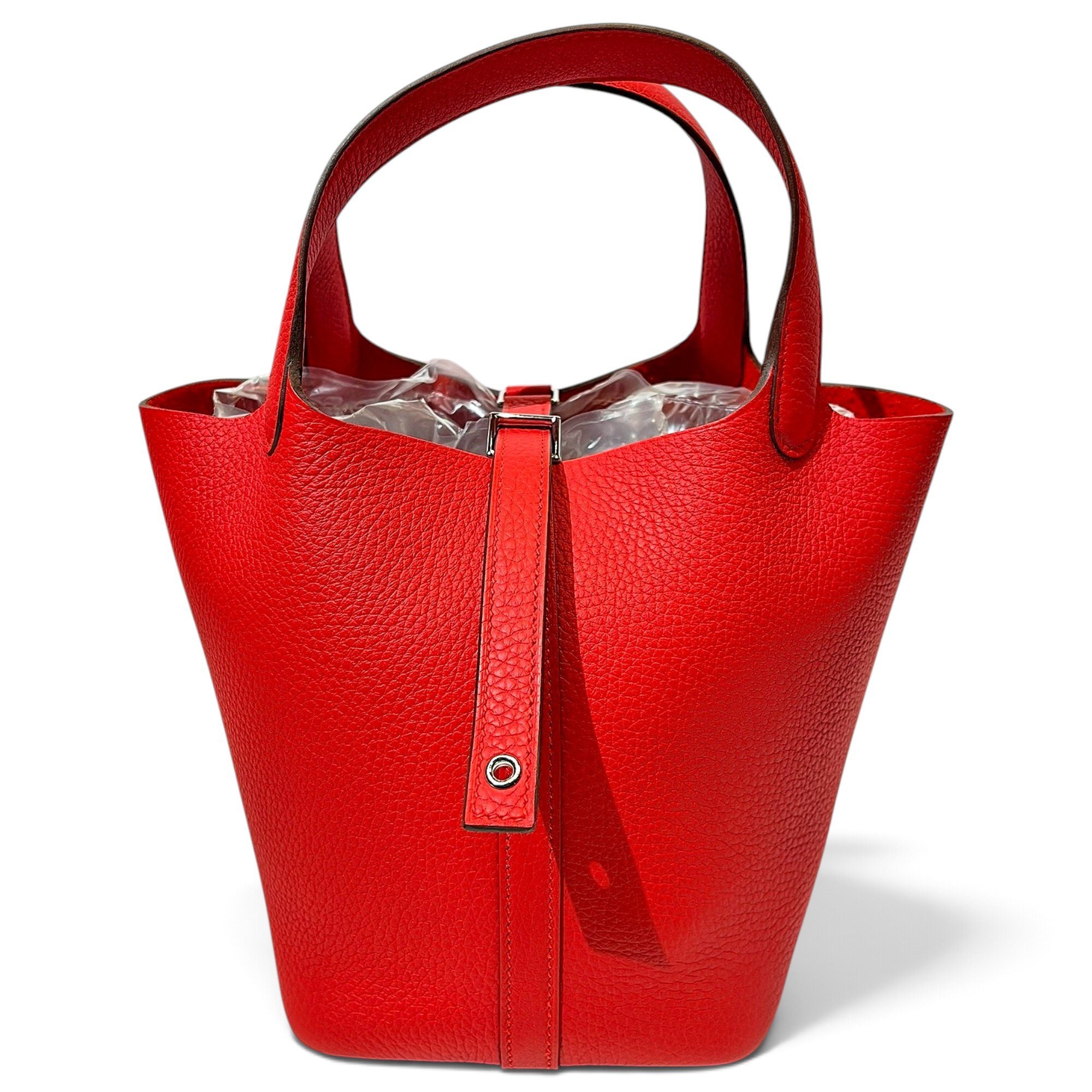 Hermes Picotin 18 Handbag Rouge De Coeur Clemence Leather