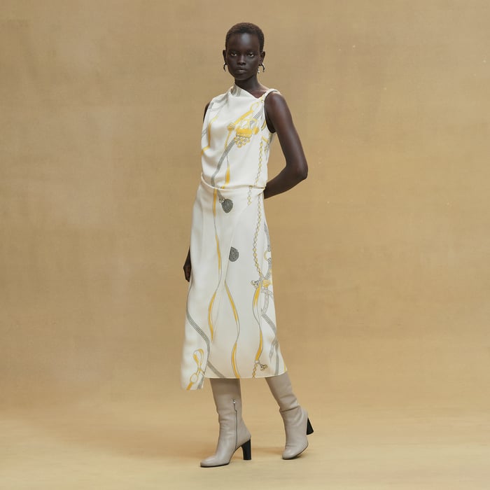 Blanc Nacre "Palefroi Remix" Draped Asymmetric Dress