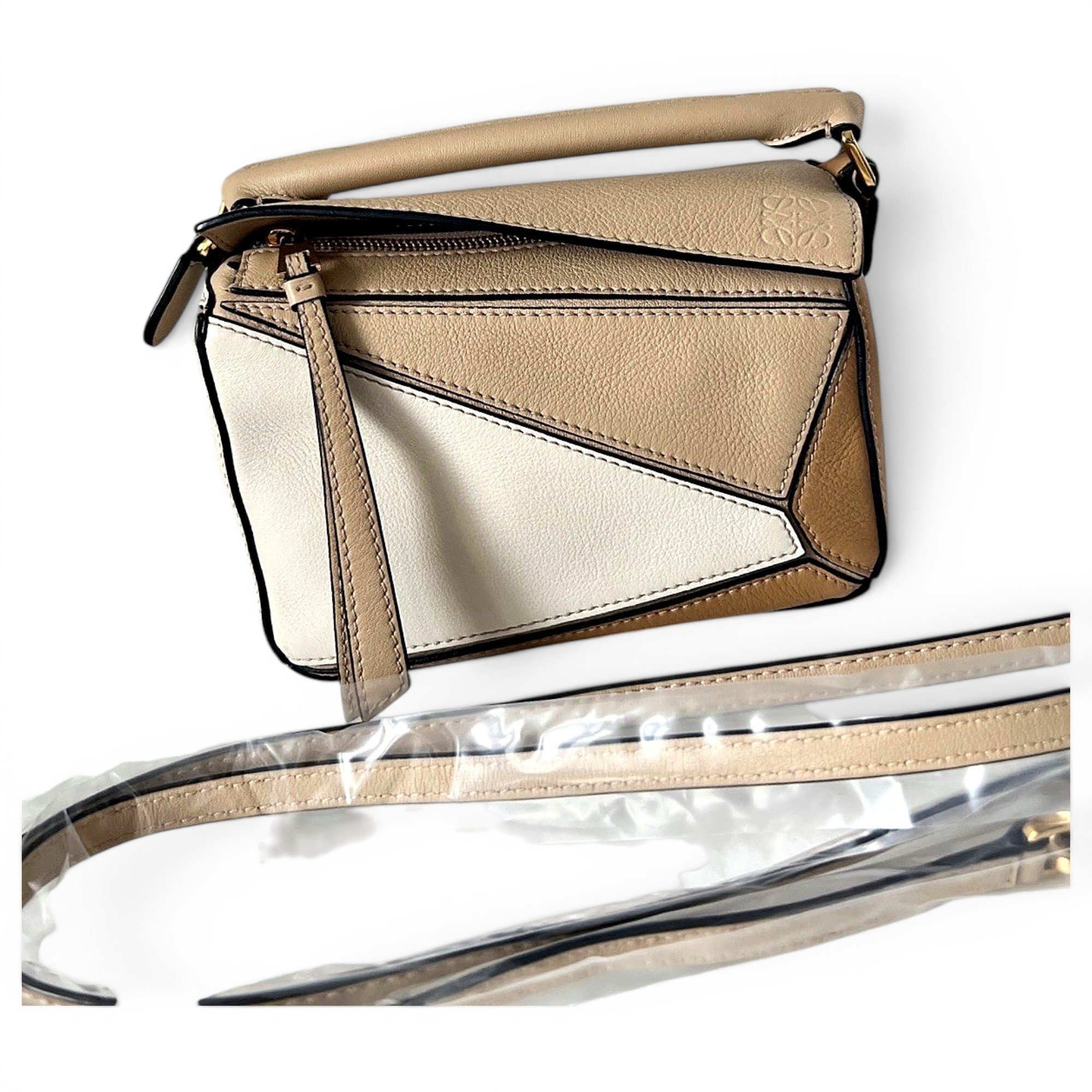 Puzzle leather handbag