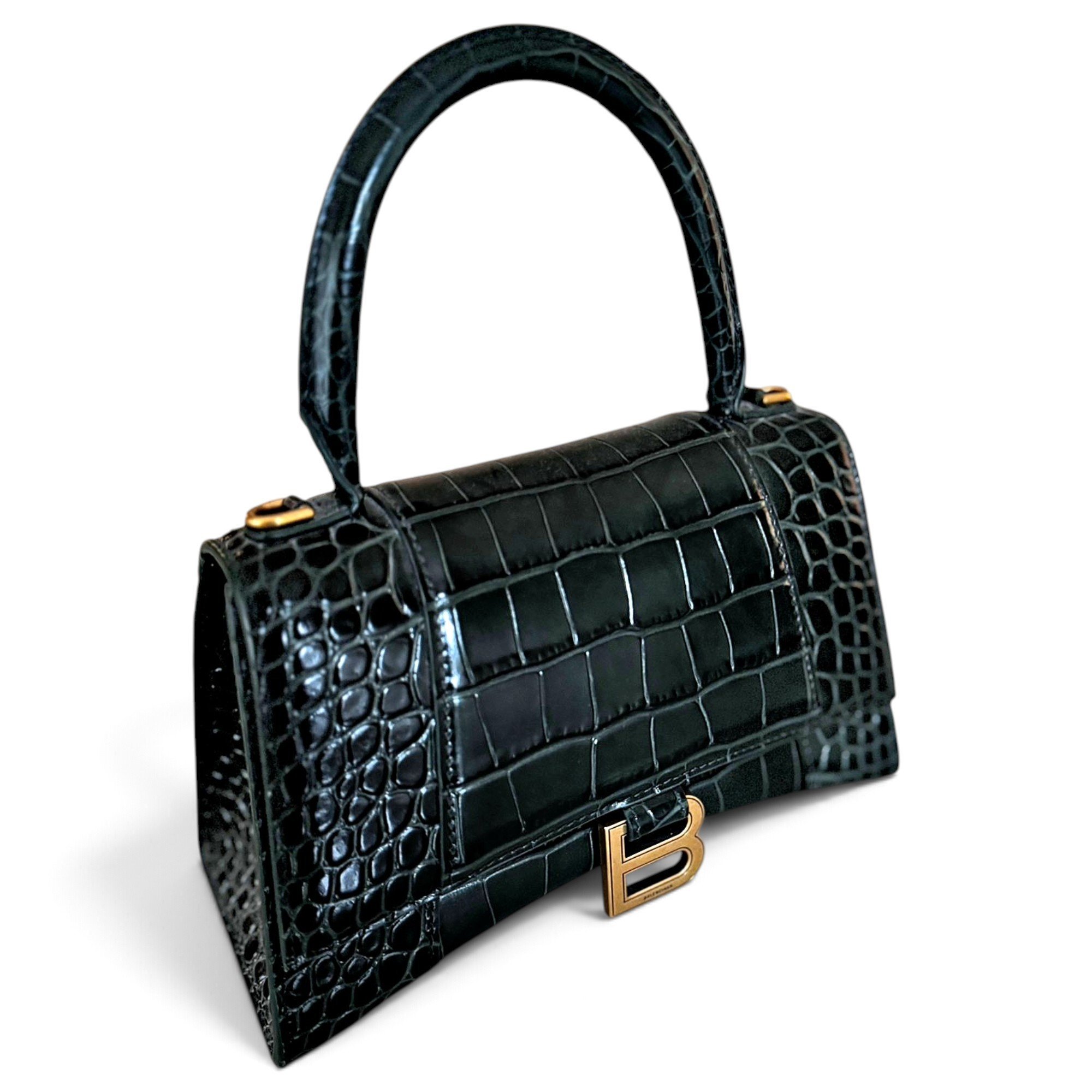 Hourglass leather handbag