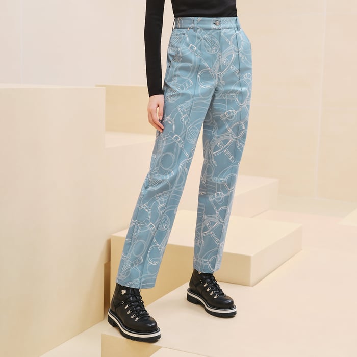 Bleu Arctique "Eperon d'Or Finesse" 5 Pocket Straight Leg Pants