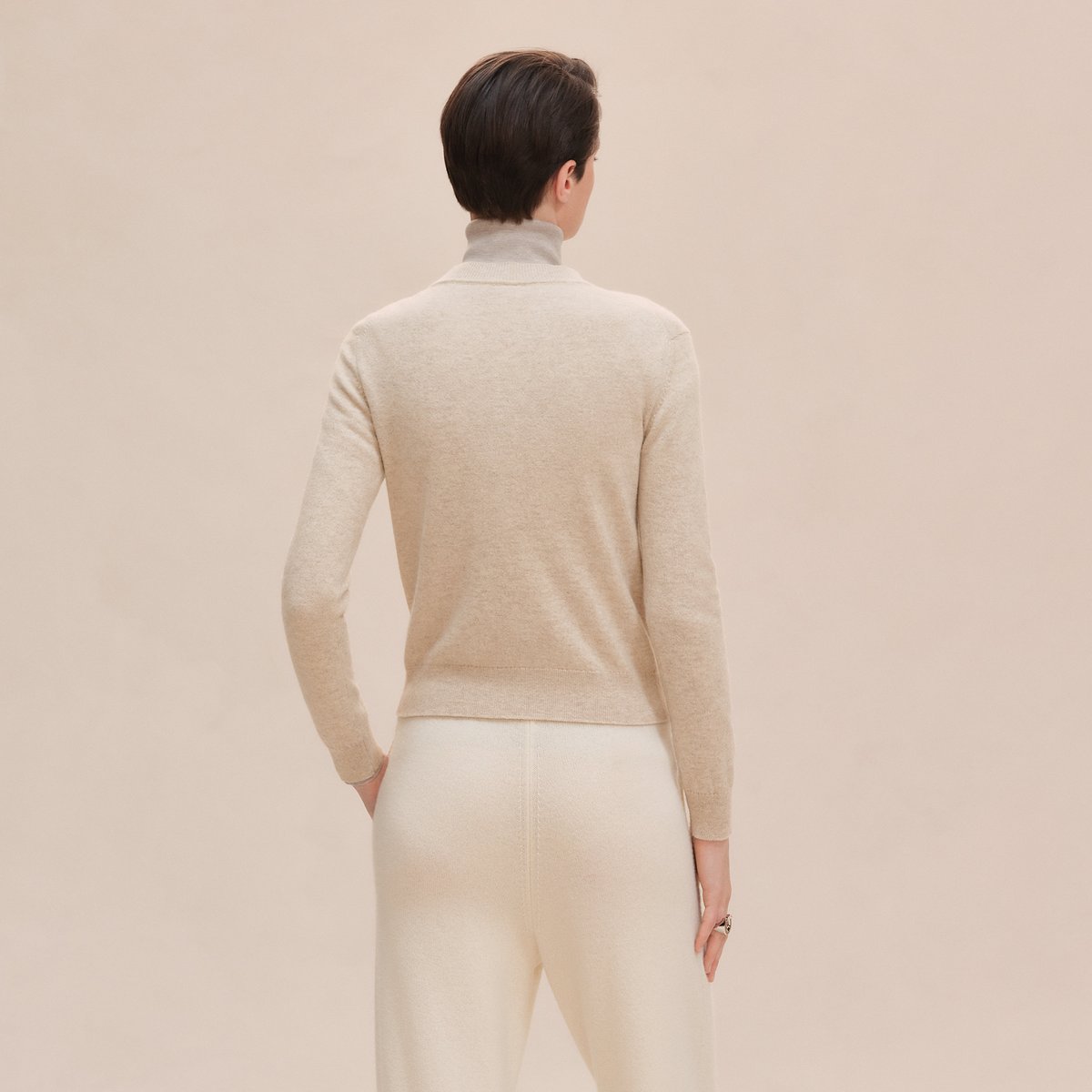 Beige Naturel Cashmere "H Lift" Long-sleeve Sweater