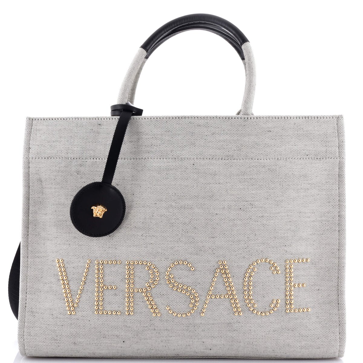 Versace La Medusa Tote Studded Canvas Large