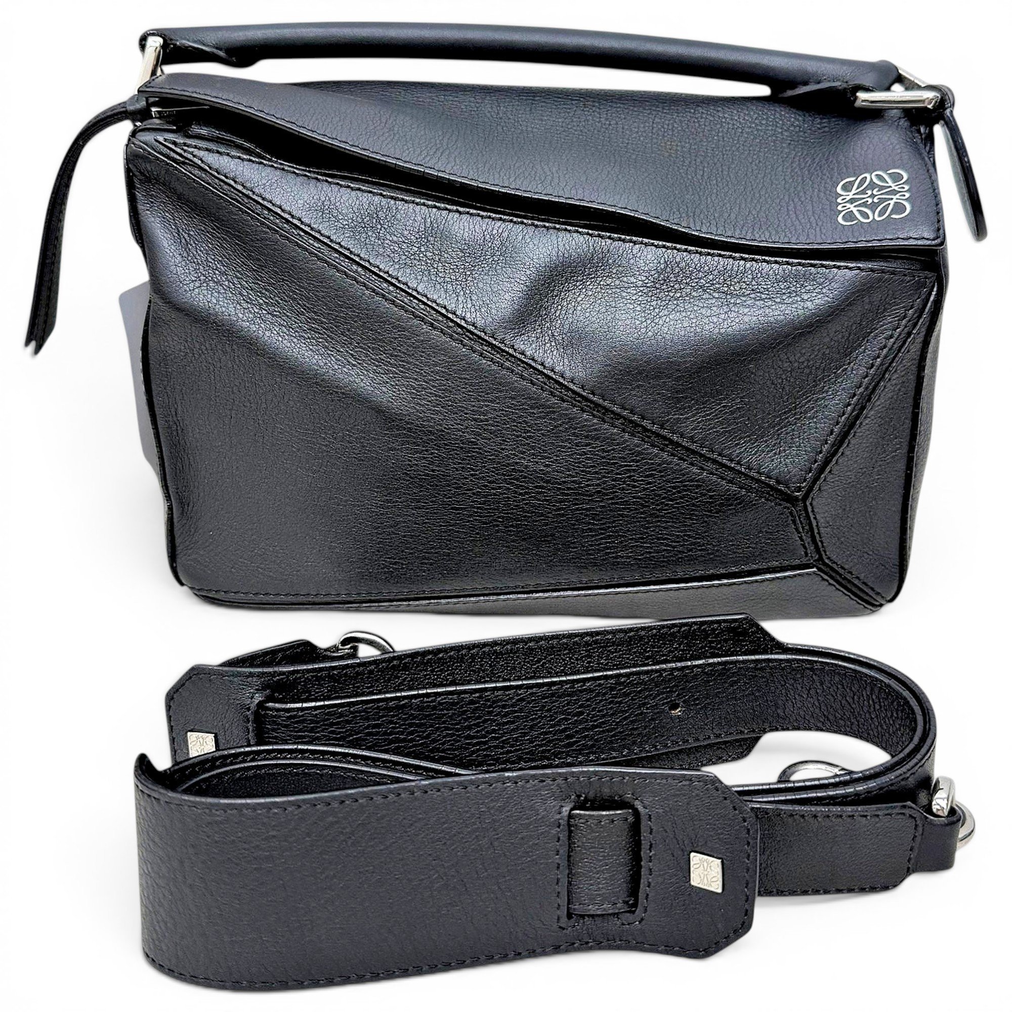 Puzzle leather handbag