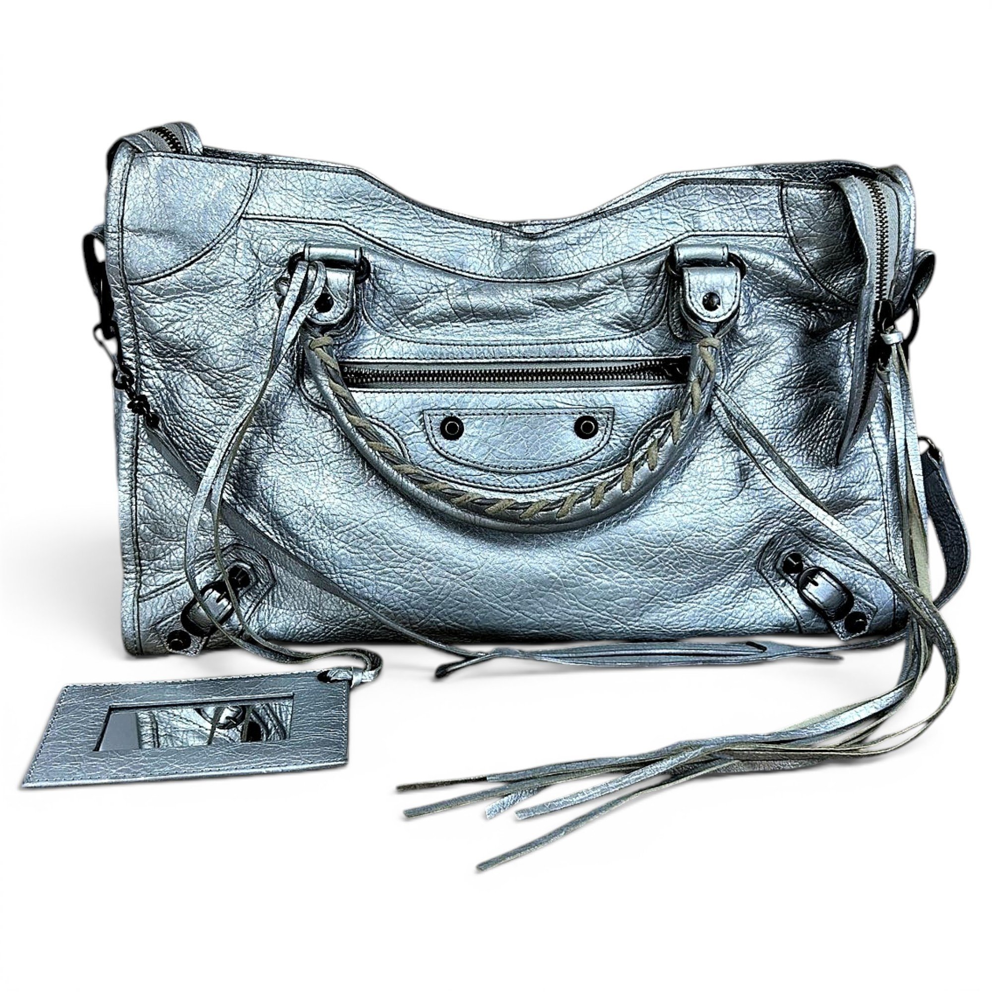 City leather handbag