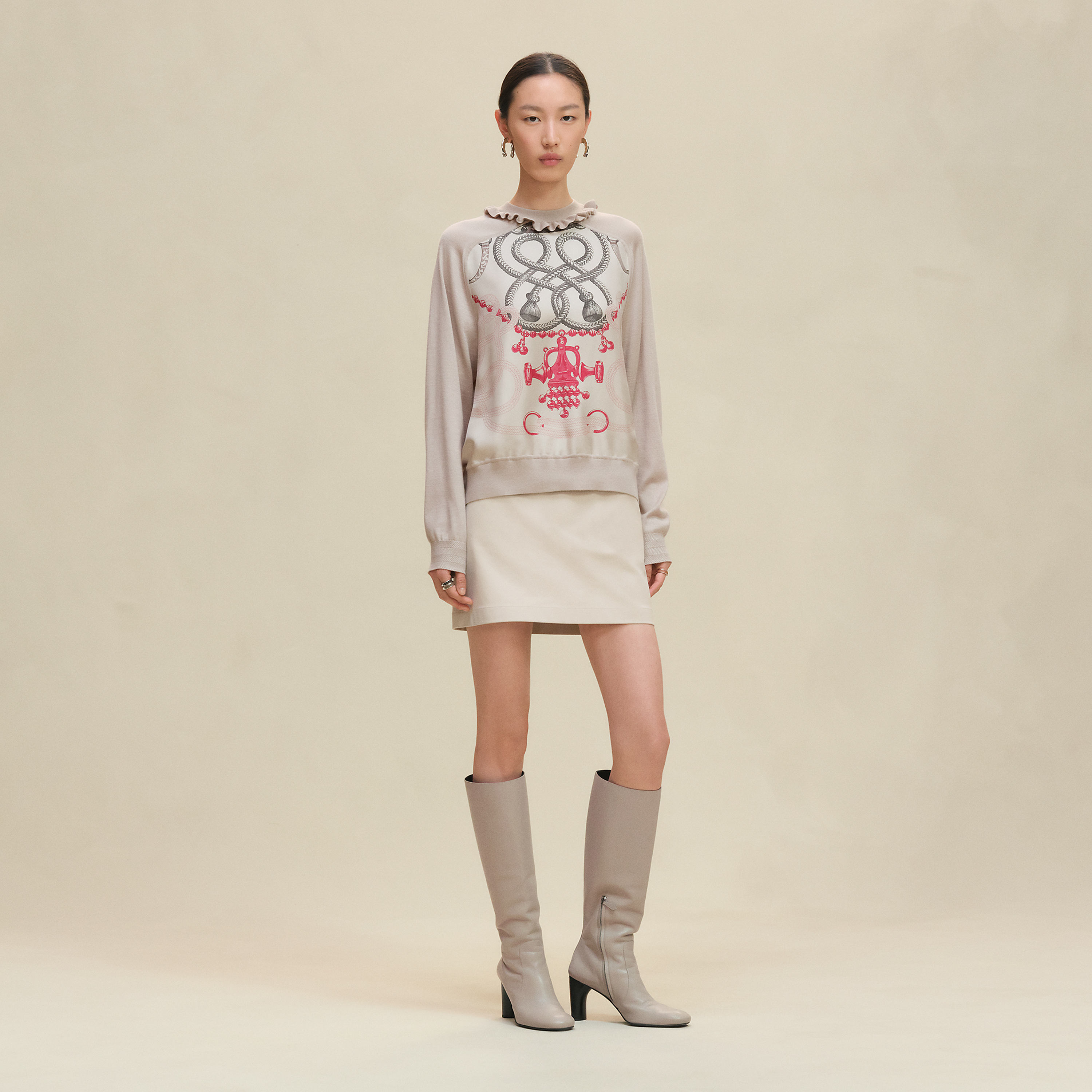 "Palefroi Remix" long-sleeve twillaine sweater