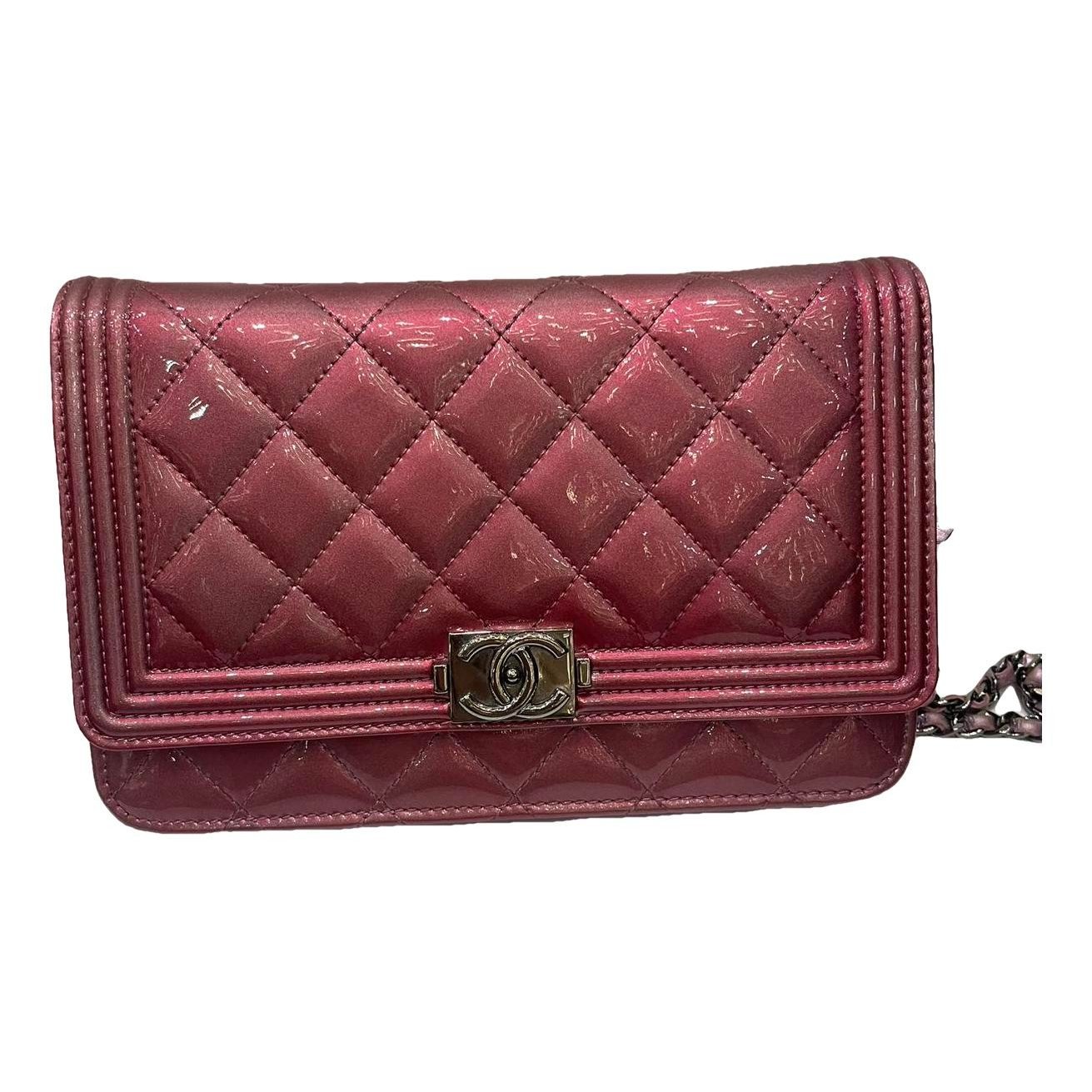Wallet On Chain Boy Half Flap patent leather crossbody bag