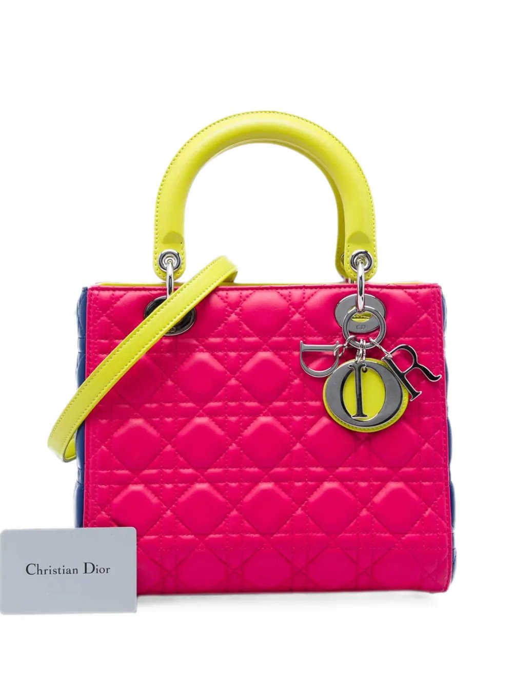 2013 Medium Tricolor Lambskin Cannage Lady Dior satchel