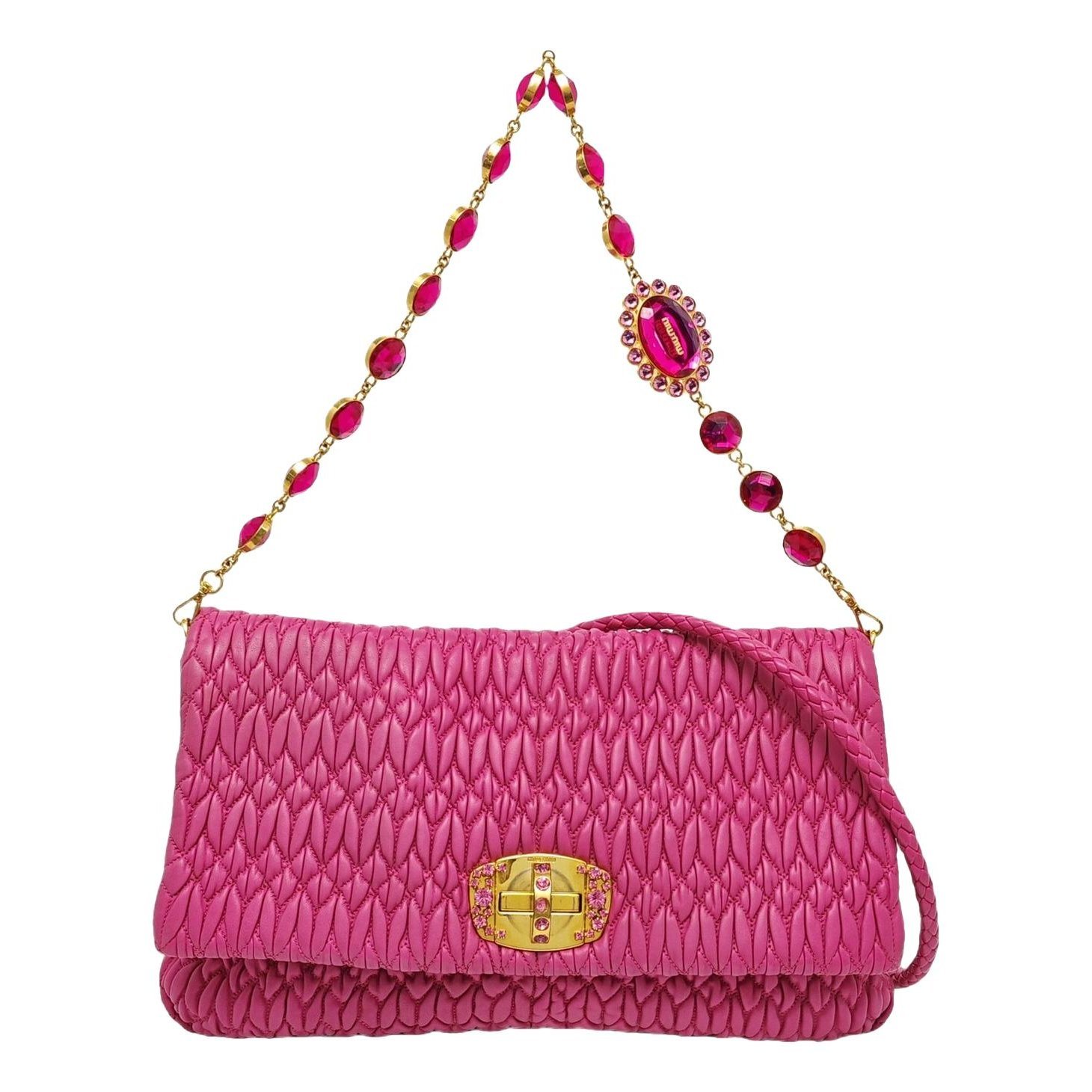 Miu Crystal leather handbag