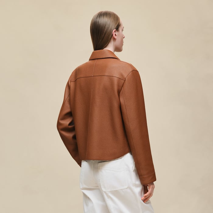 Marron Fauve Washed Deerskin Jacket