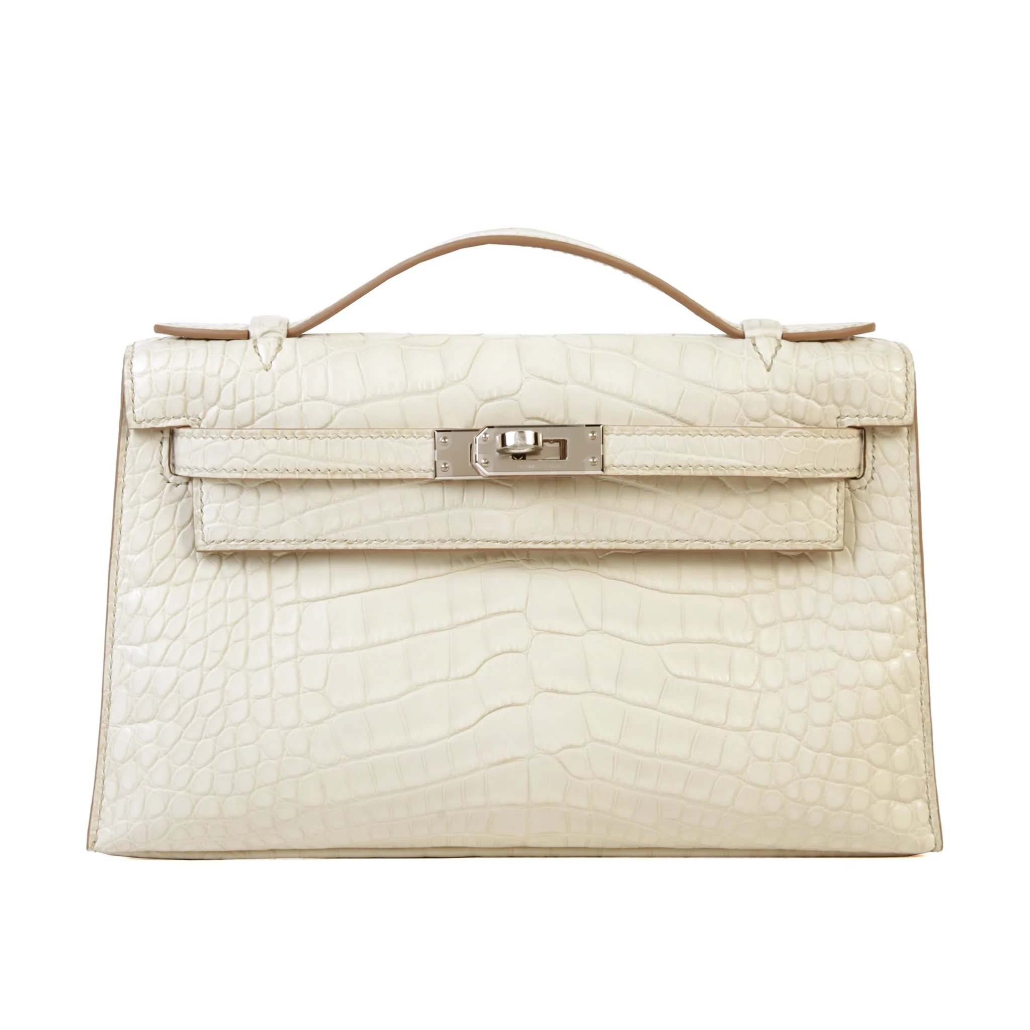 Unused ( Rank NS ) HERMÈS Kelly Pochette Beton (8L) Matte Alligator Palladium hardware G (2026)