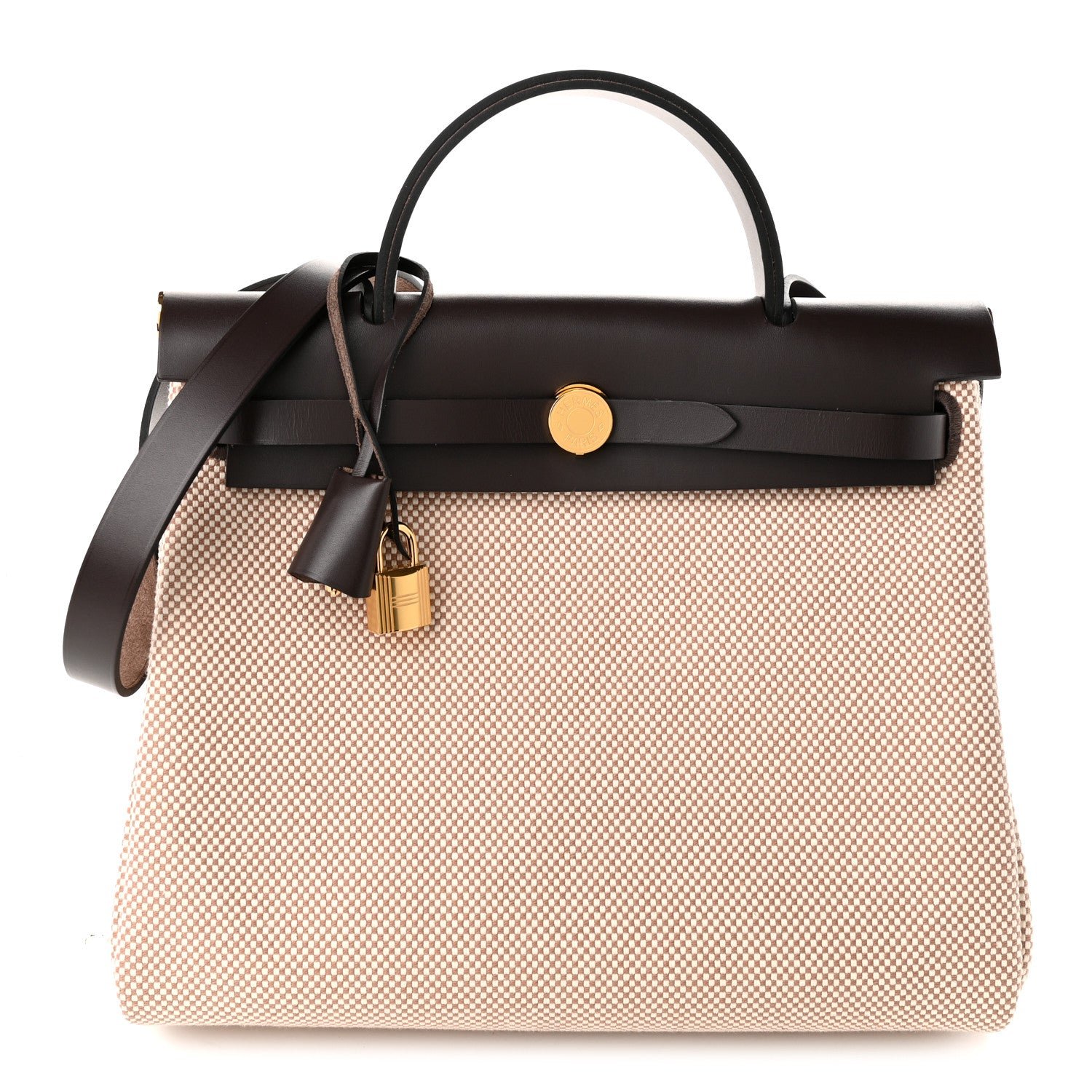 Hermes Vache Hunter Criss Viking Herbag Zip Retourne 31 PM Ebene Ecru Beige