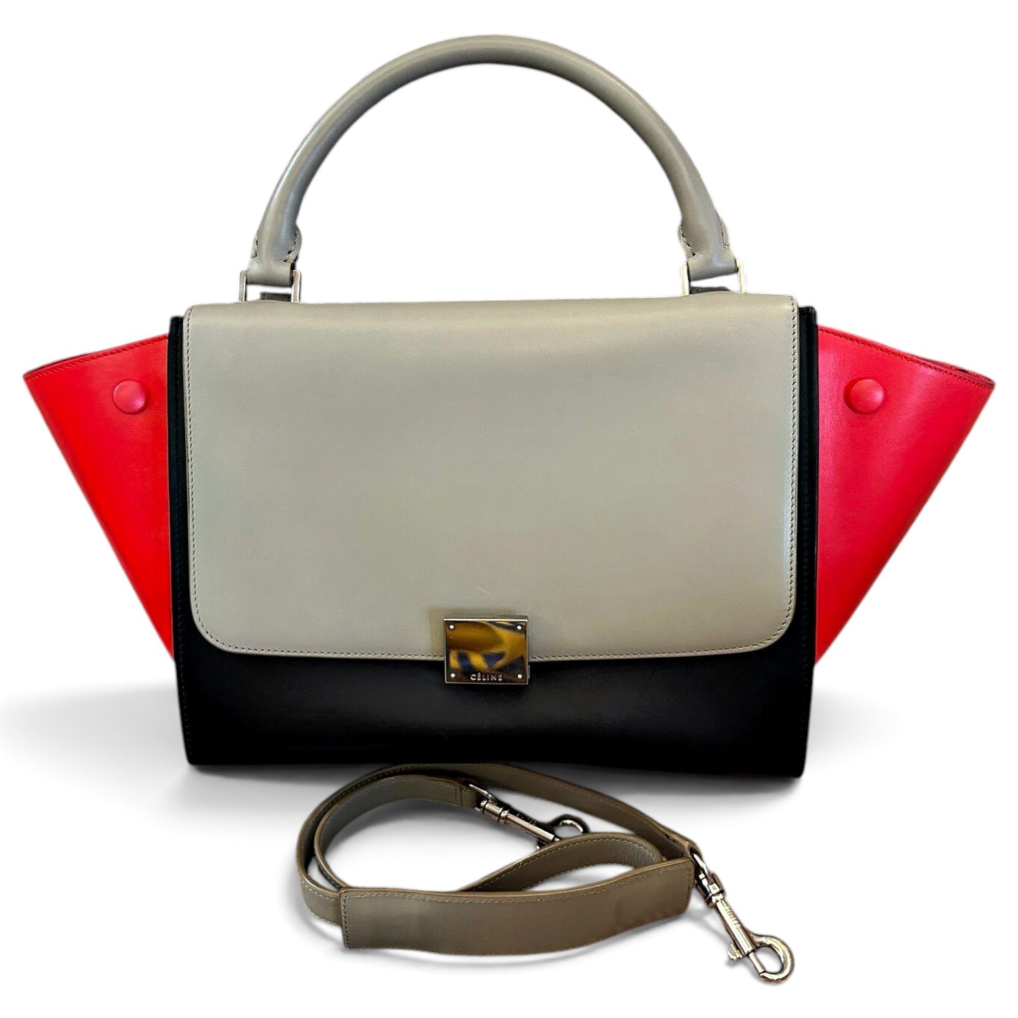 Trapèze leather handbag