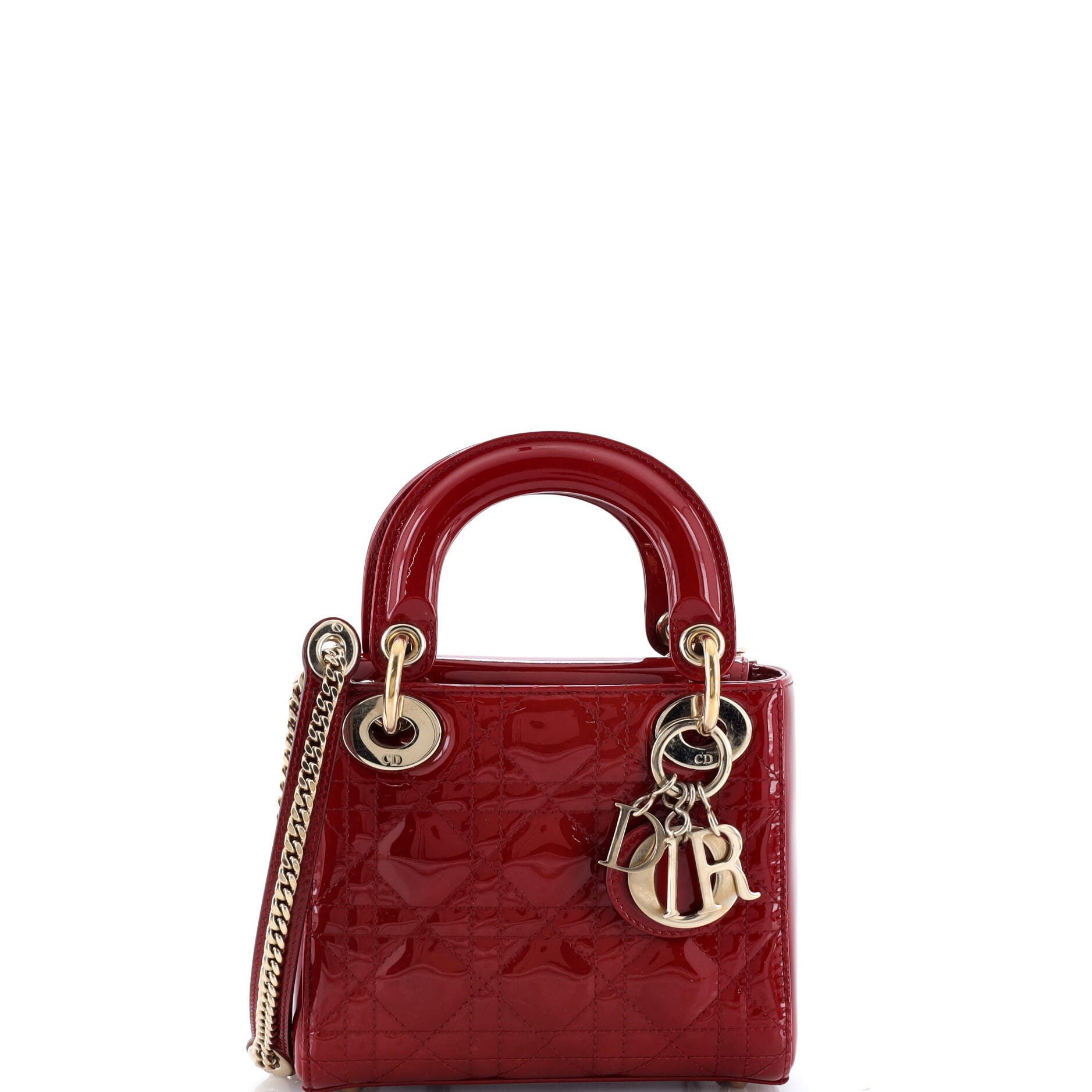 Lady Dior Chain Bag Cannage Quilt Patent Mini