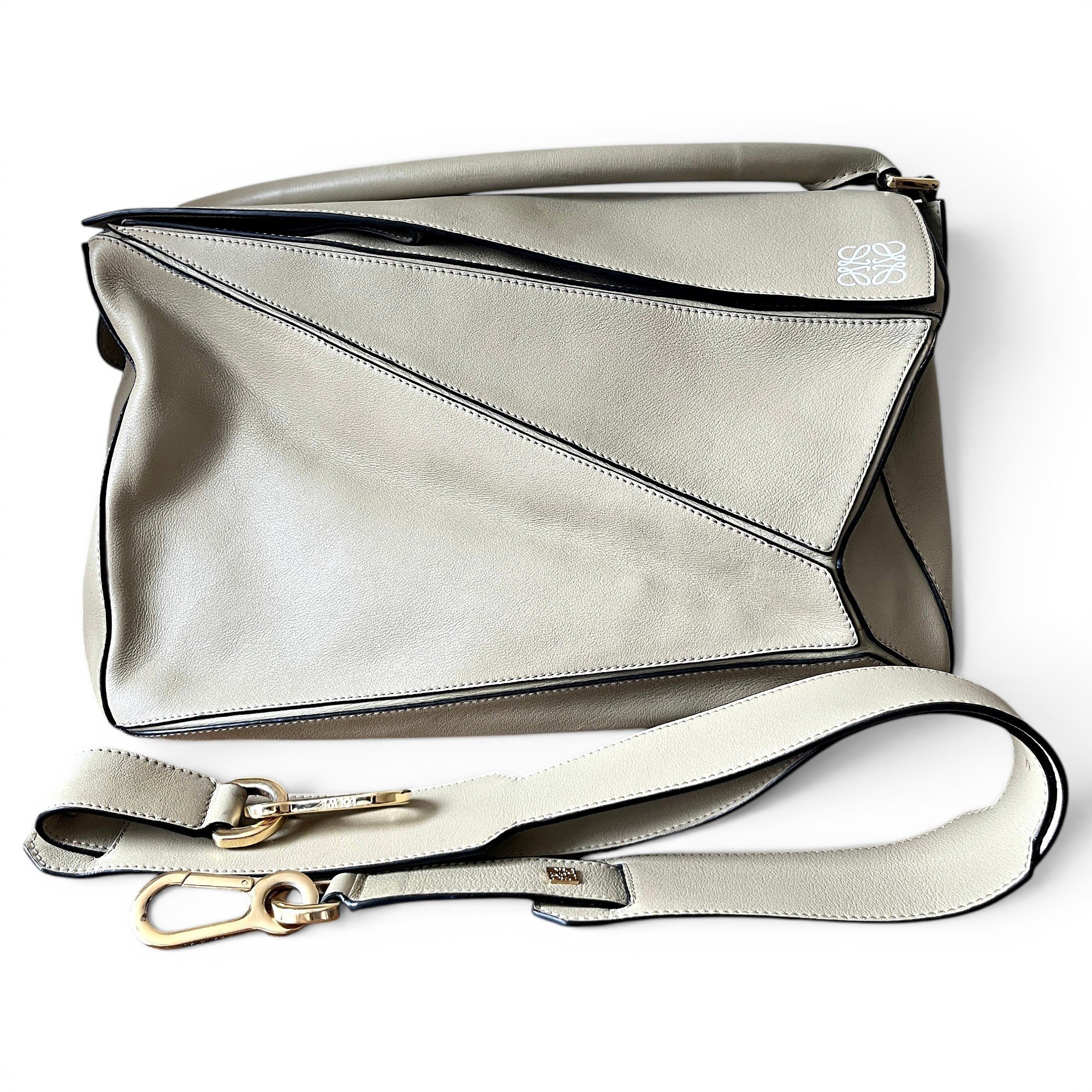 Puzzle leather handbag
