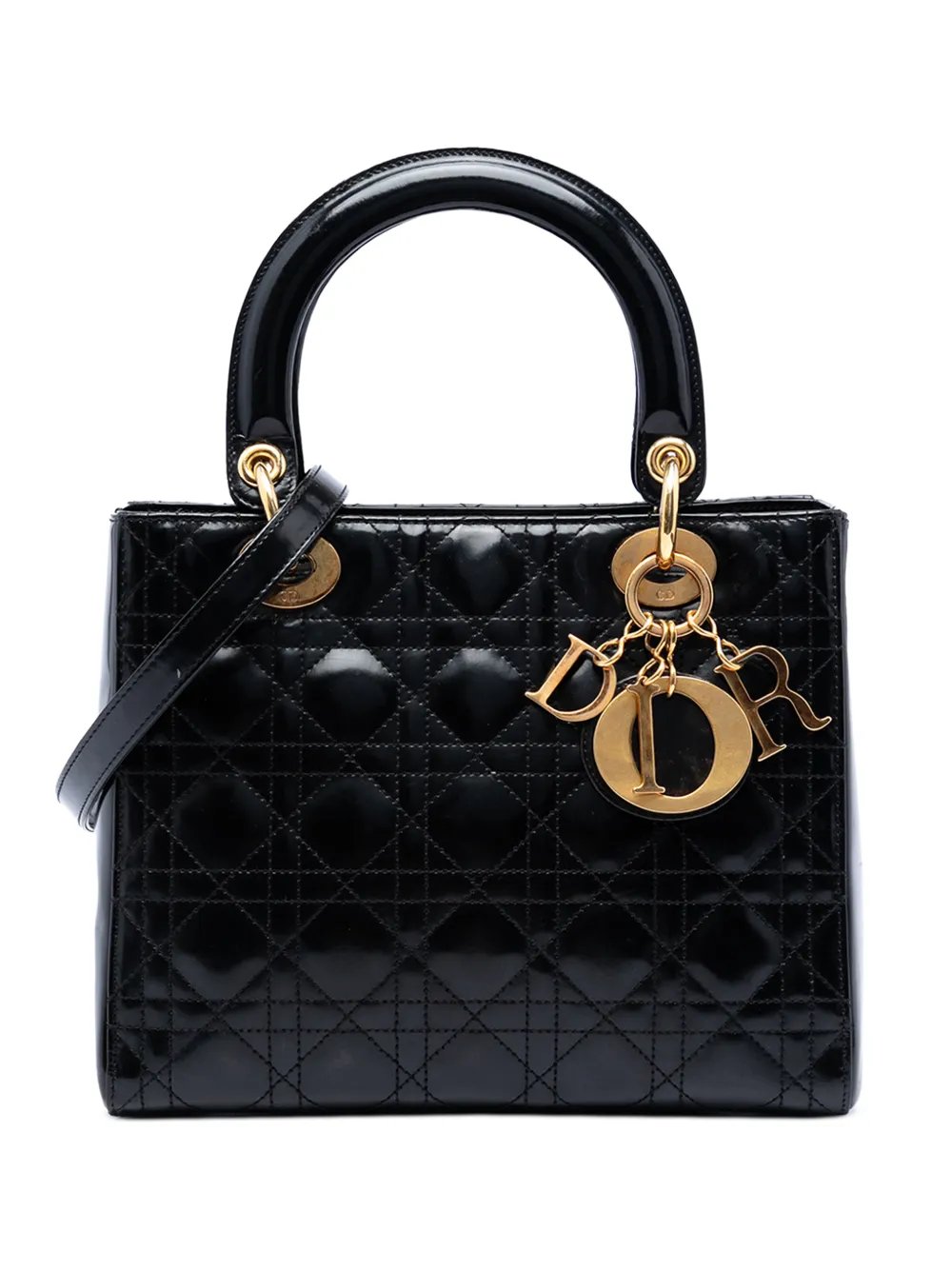 1997 Medium Patent Cannage Lady Dior satchel
