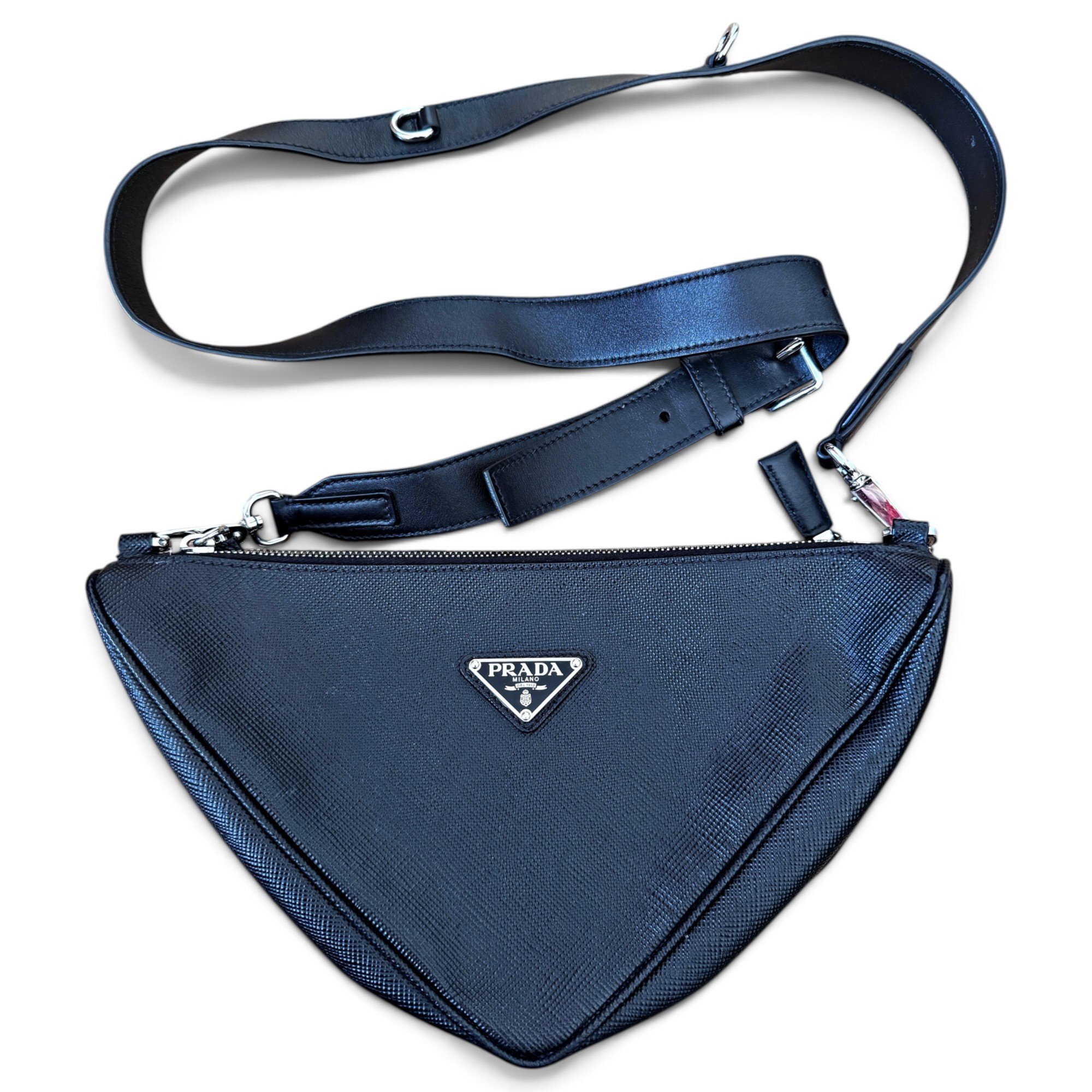 Triangle leather crossbody bag