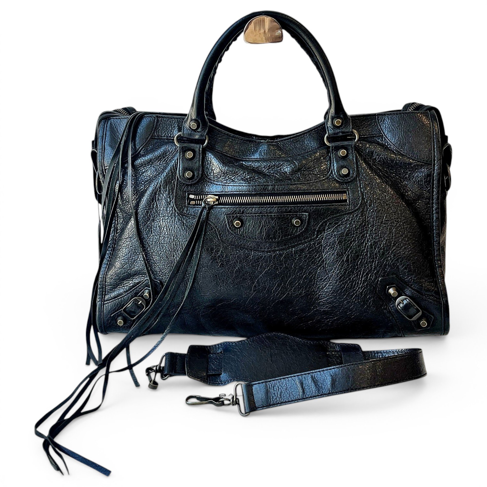 City leather handbag