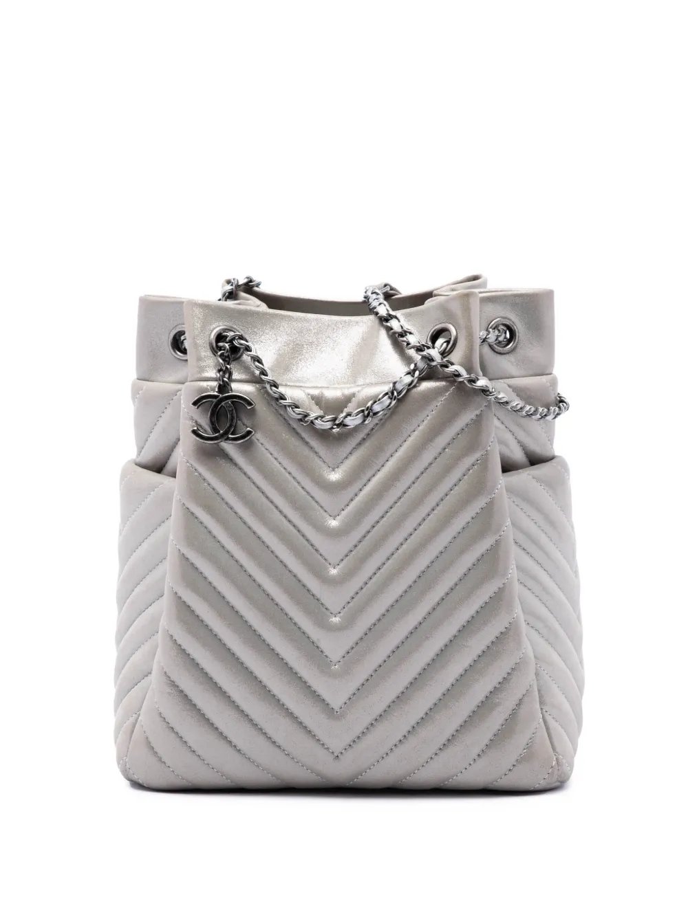 2016-2017 Small Chevron Iridescent Calfskin Urban Spirit bucket bag